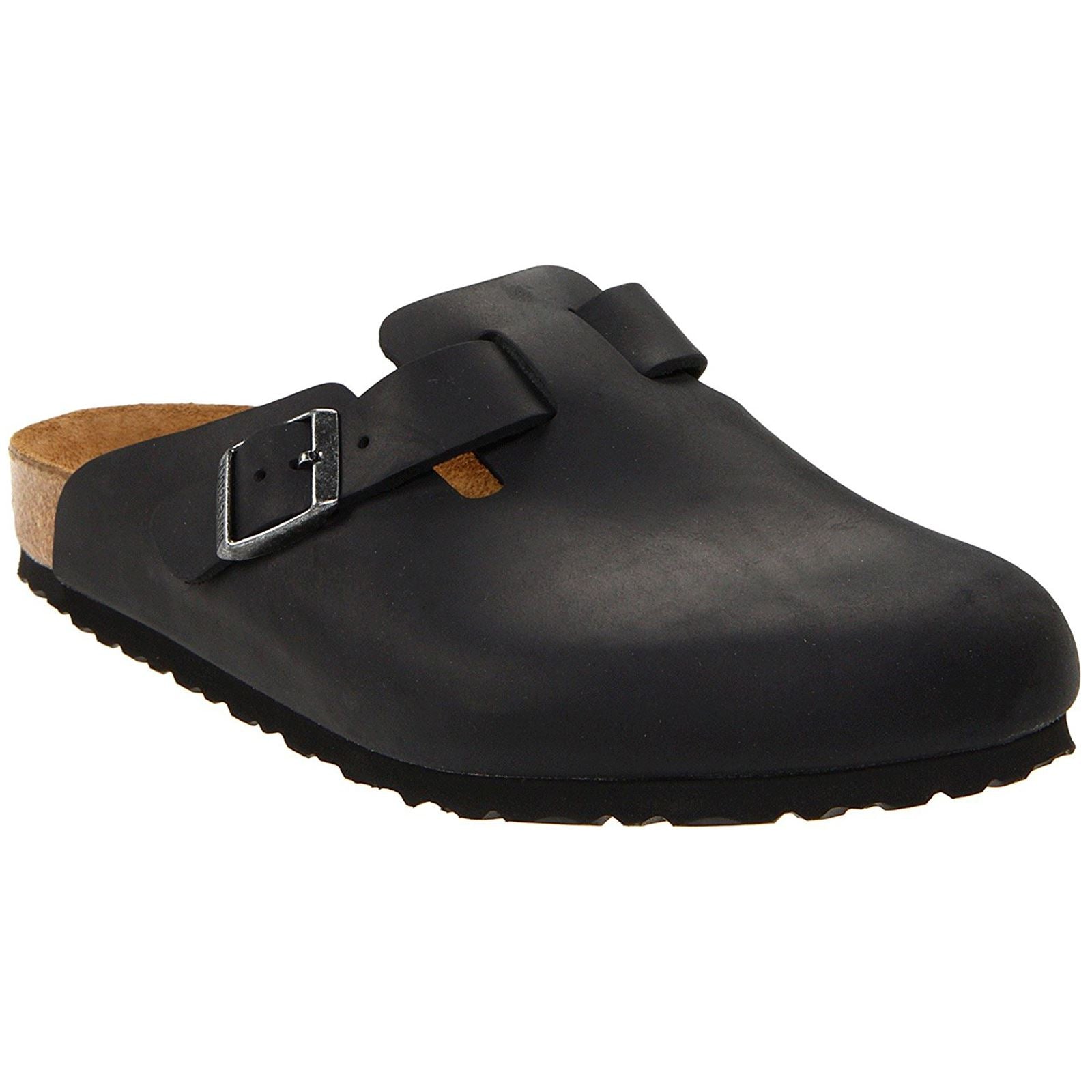 Birkenstock Boston Oiled Leather Unisex Sandals#color_black