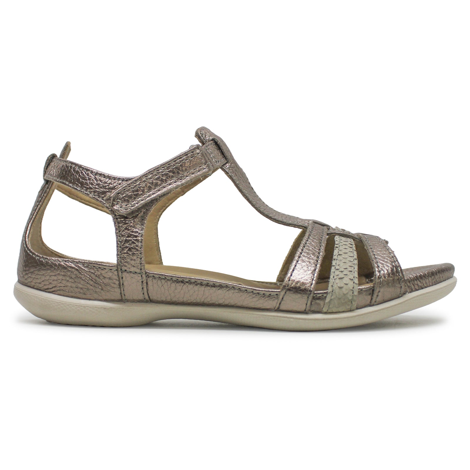 Ecco Flash 240873-57462 Leather Womens Sandals - Warm Grey Metallic - 38#color_warm grey metallic