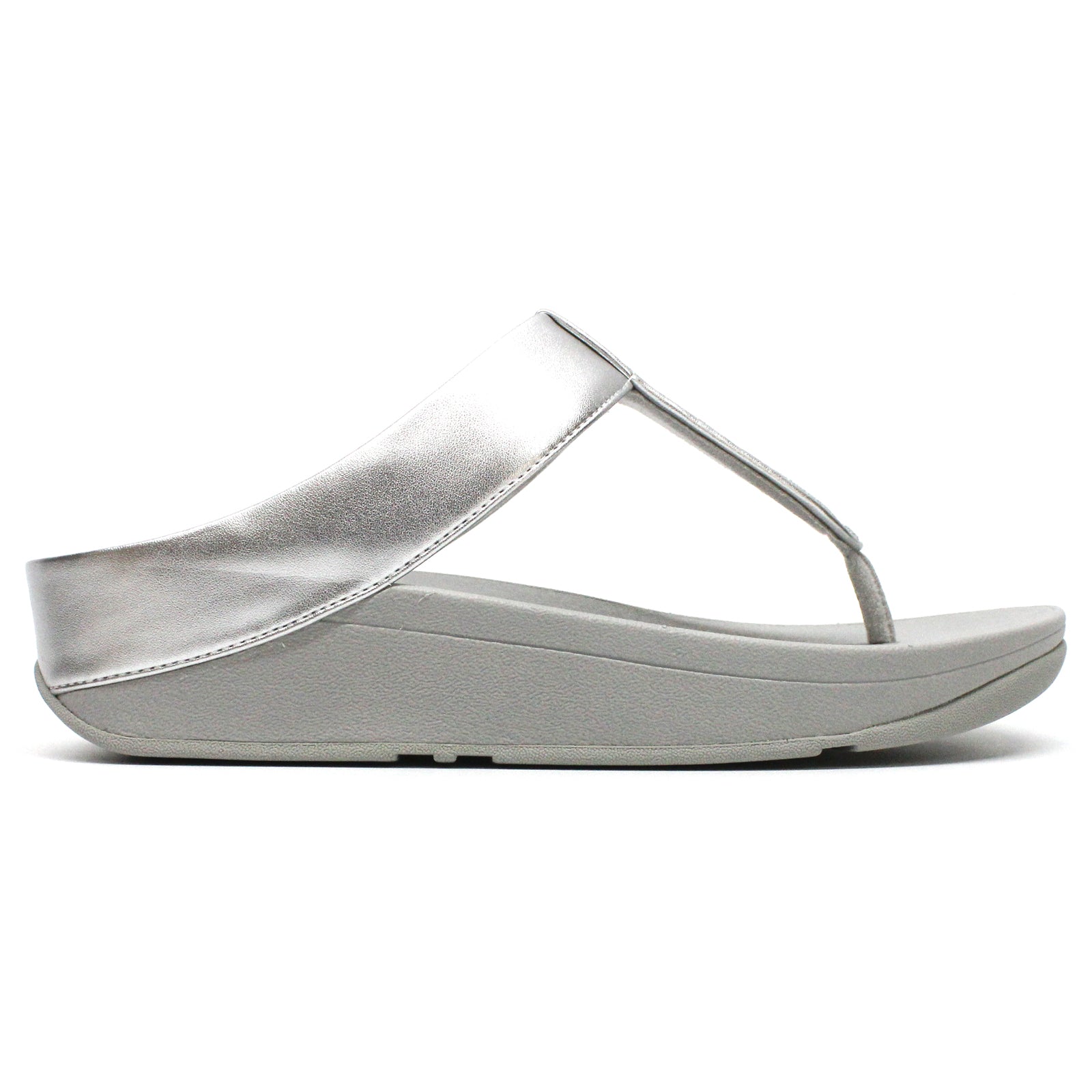 FitFlop Fino Glitterdust Metallic Toe Post Synthetic Leather Womens Sandals#color_silver