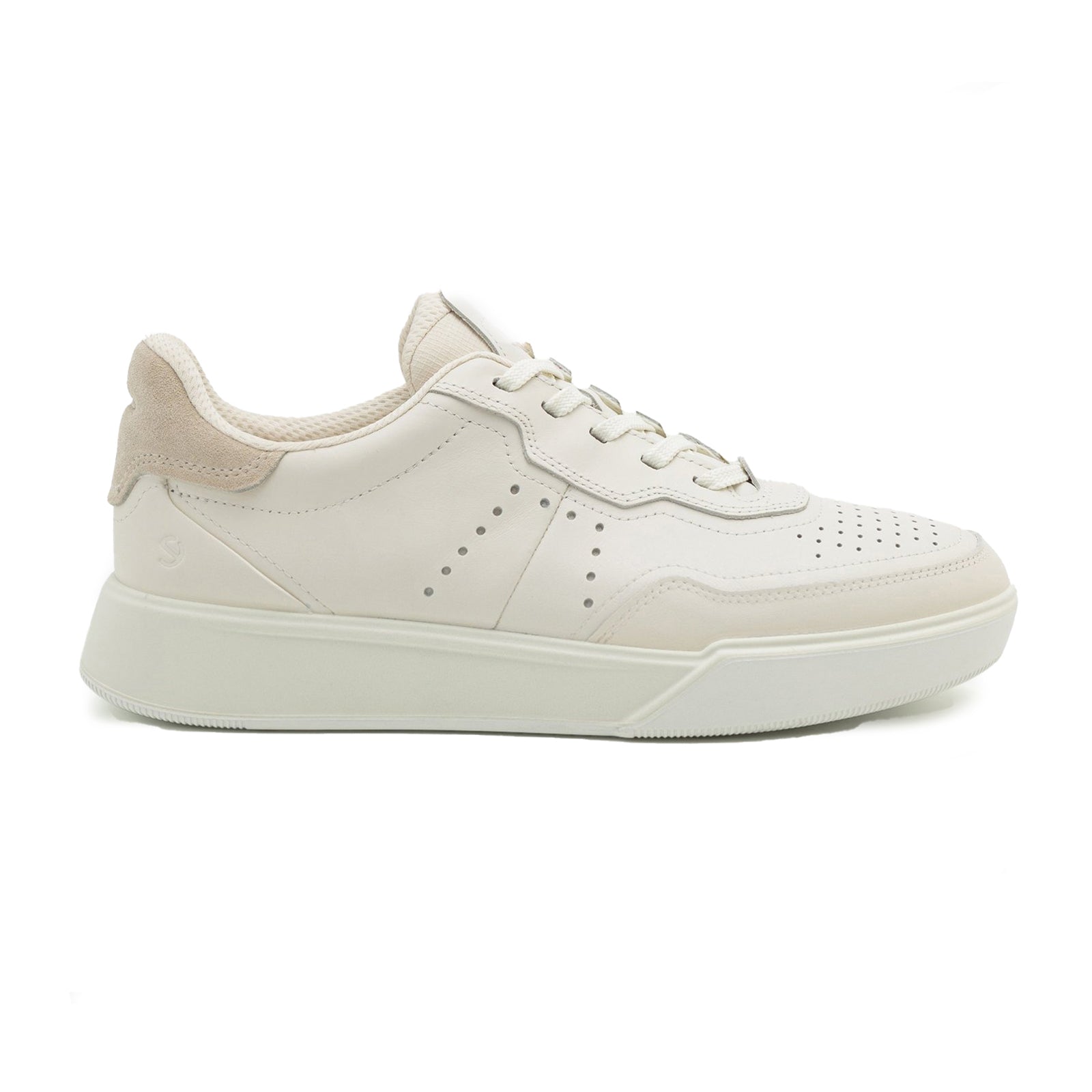 Ecco Street Court Leather Mens Trainers#color_white shadow white