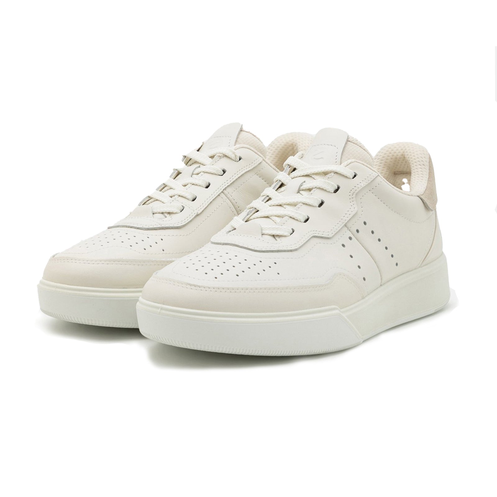 Ecco Street Court Leather Mens Trainers#color_white shadow white