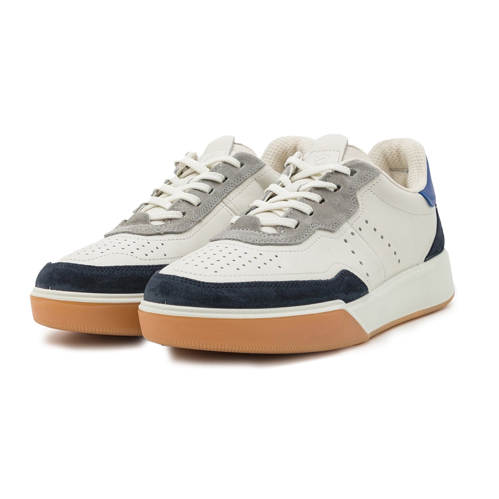 Ecco Street Court Leather Mens Trainers#color_marine white virtual