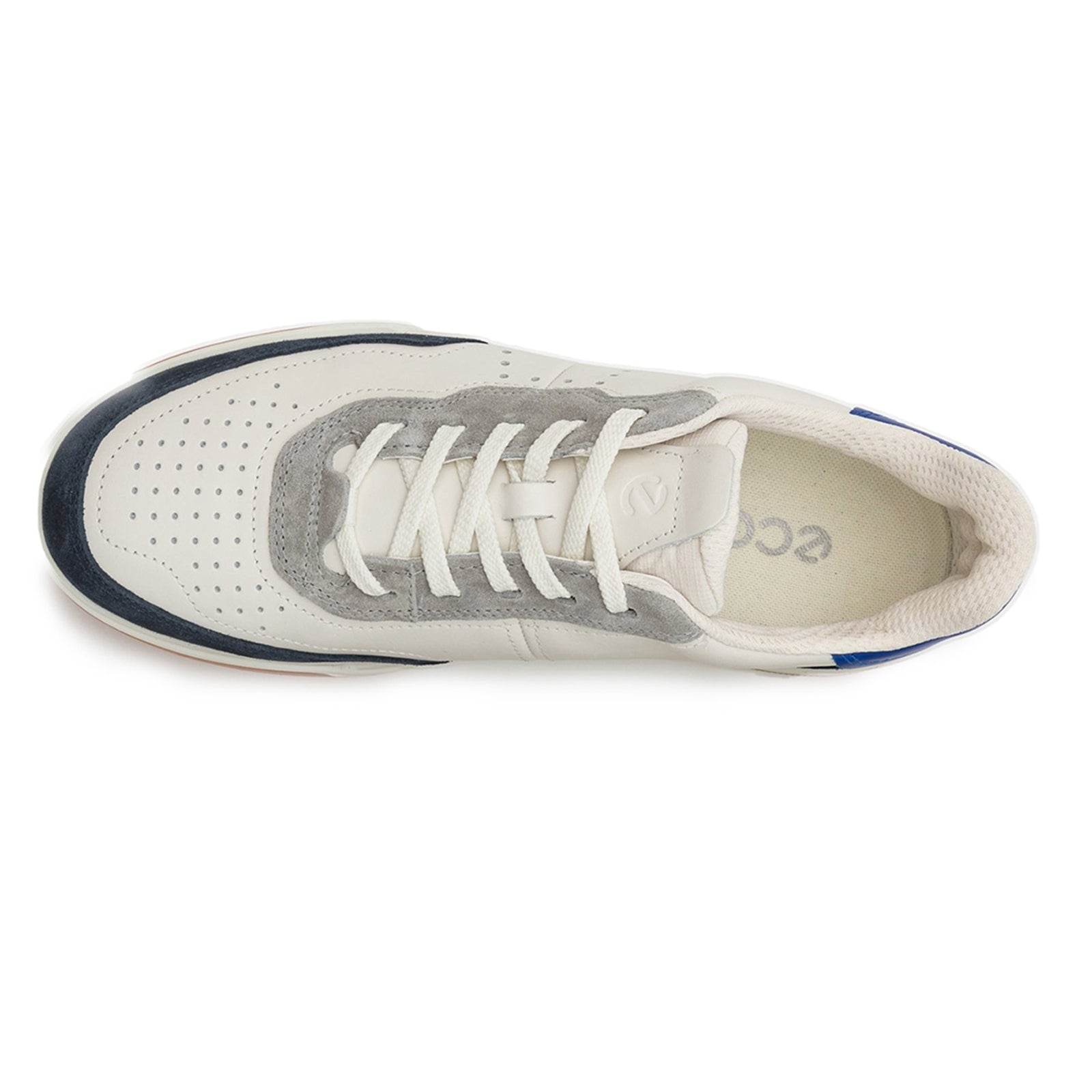 Ecco Street Court Leather Mens Trainers#color_marine white virtual