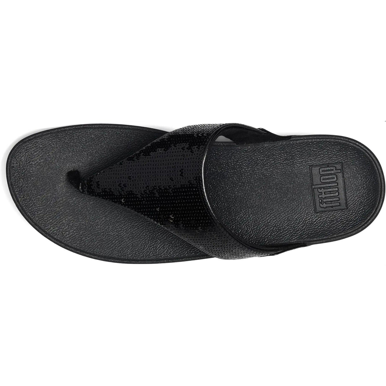 FitFlop Lulu Sequin Synthetic Leather Womens Sandals#color_all black