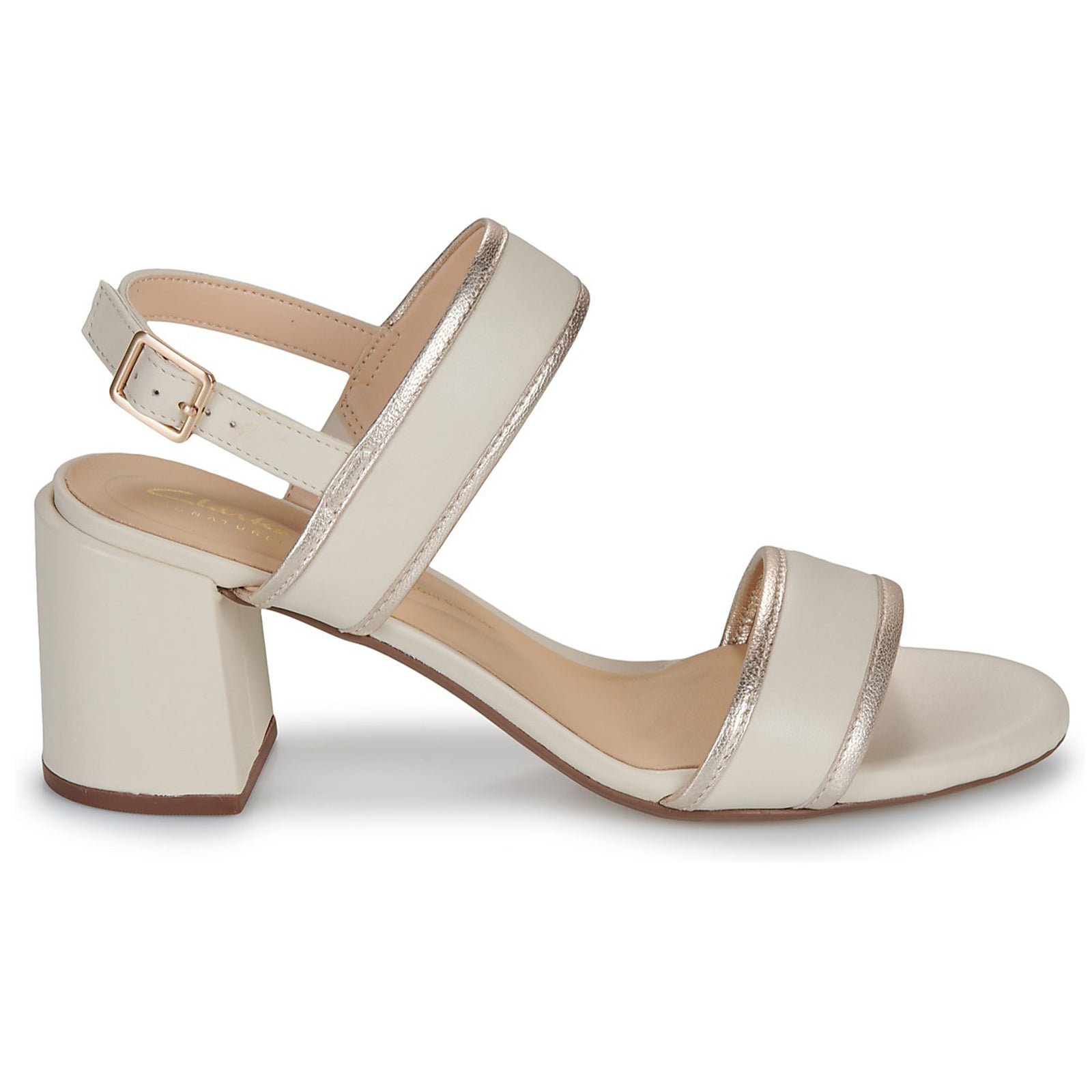 Clarks Ezoria Sling Leather Womens Sandals#color_cream multi