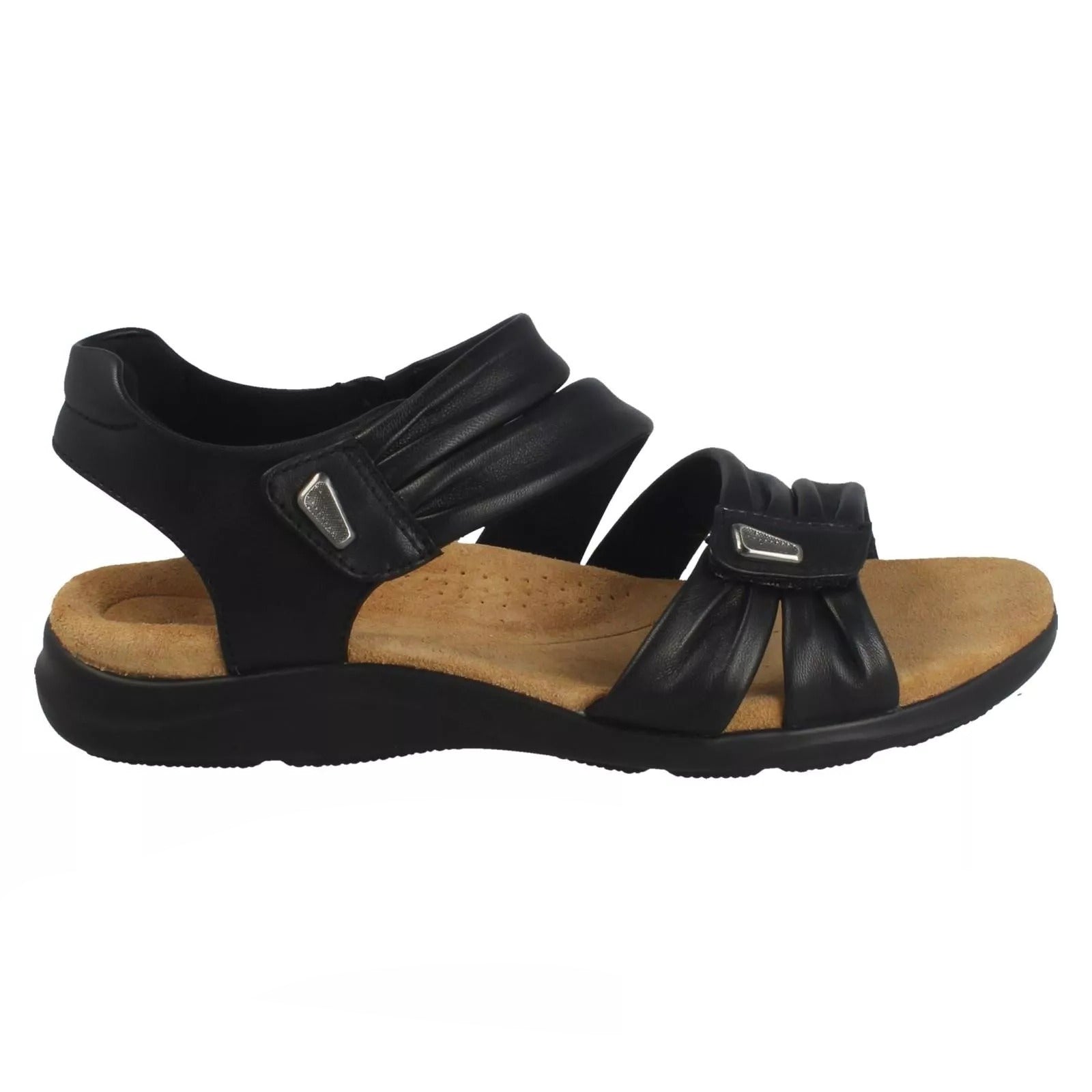 Clarks Kitly Ave Leather Womens Sandals#color_black