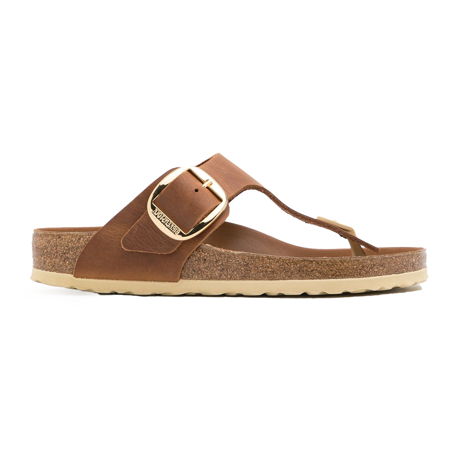 Birkenstock Gizeh Big Buckle Oiled Leather Unisex Sandals#color_cognac