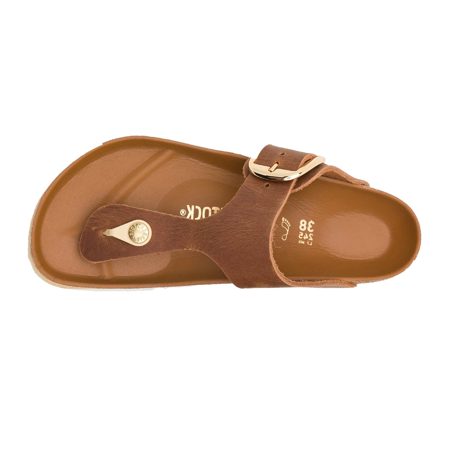 Birkenstock Gizeh Big Buckle Oiled Leather Unisex Sandals#color_cognac