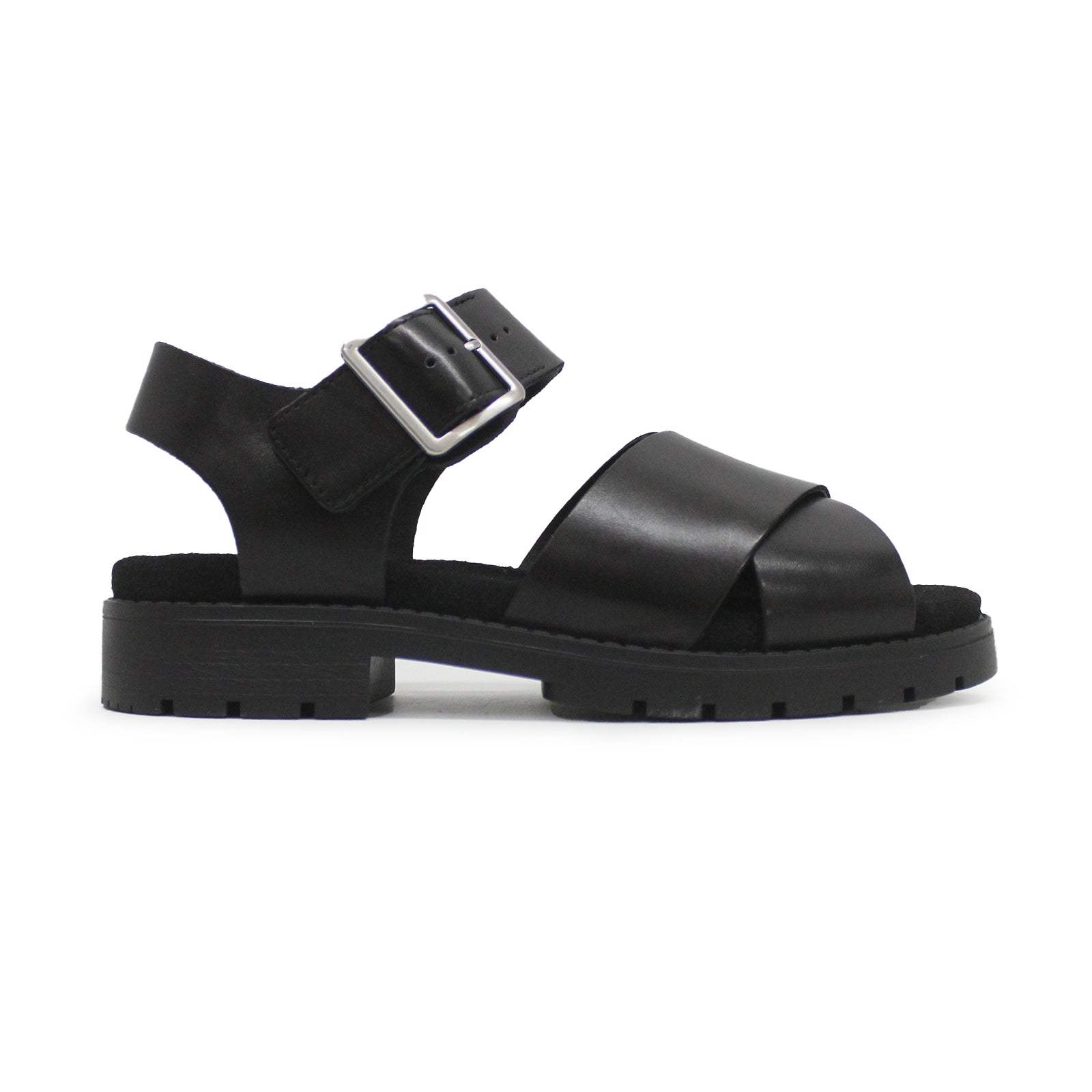 Clarks Orinoco Cross Leather Womens Sandals#color_black