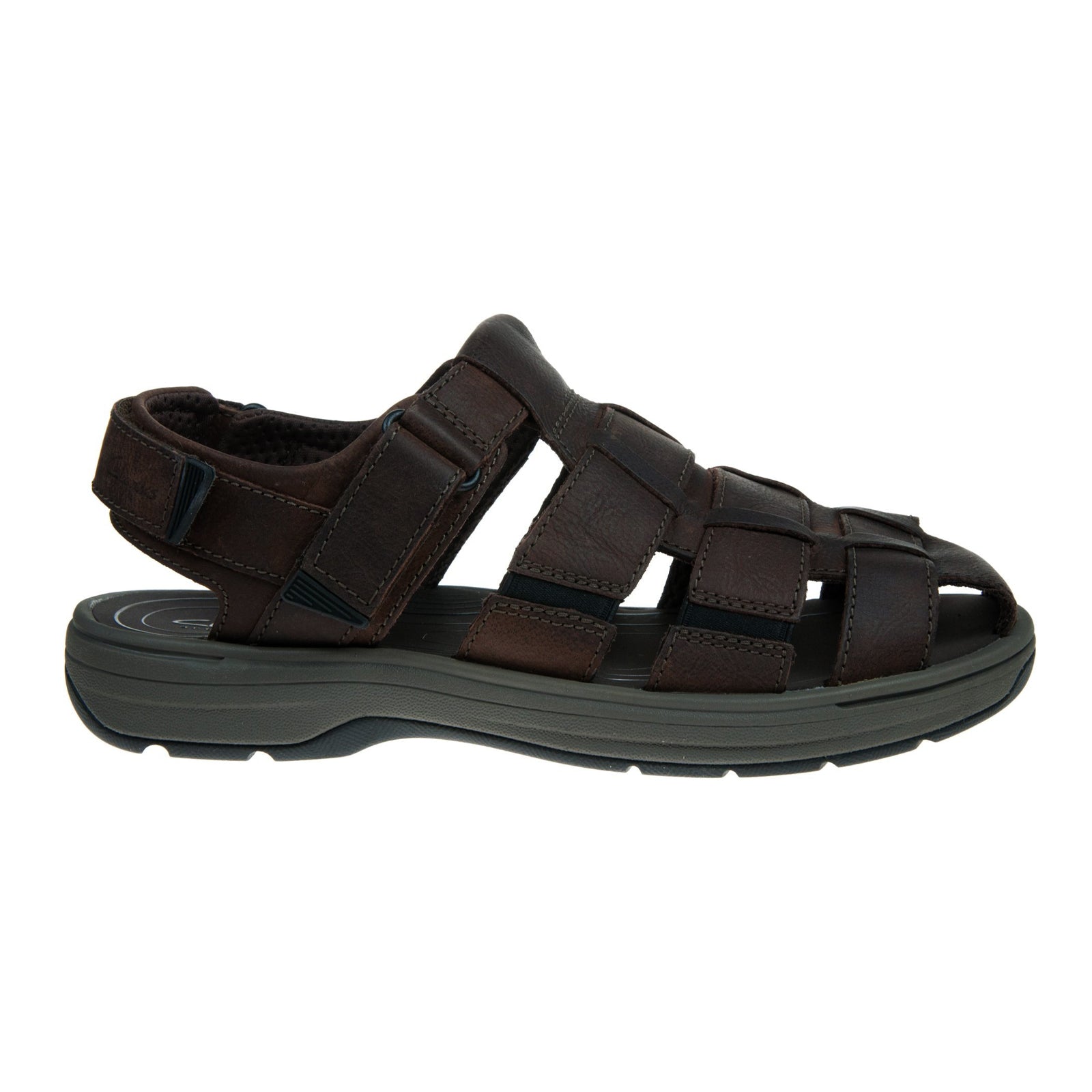 Clarks Saltway Cove Leather Mens Sandals#color_dark brown