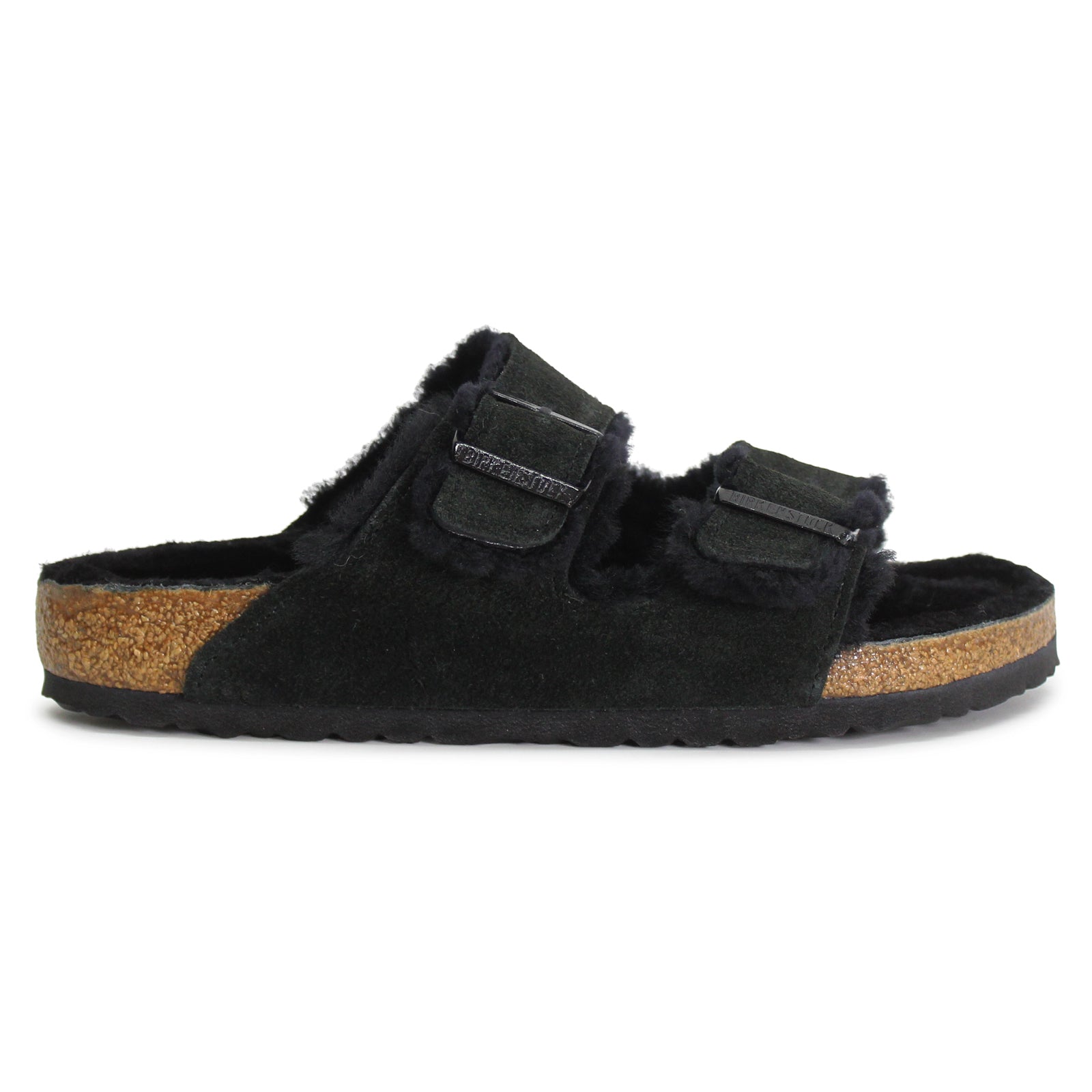 Birkenstock Arizona Fur Suede Unisex Sandals#color_black