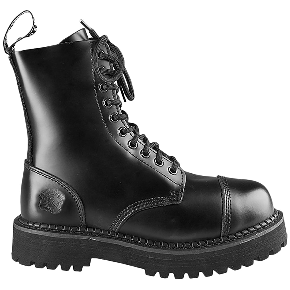 Grinders Bulldog Bulldog-Black Leather Unisex Boots - Black - W - 37#color_black