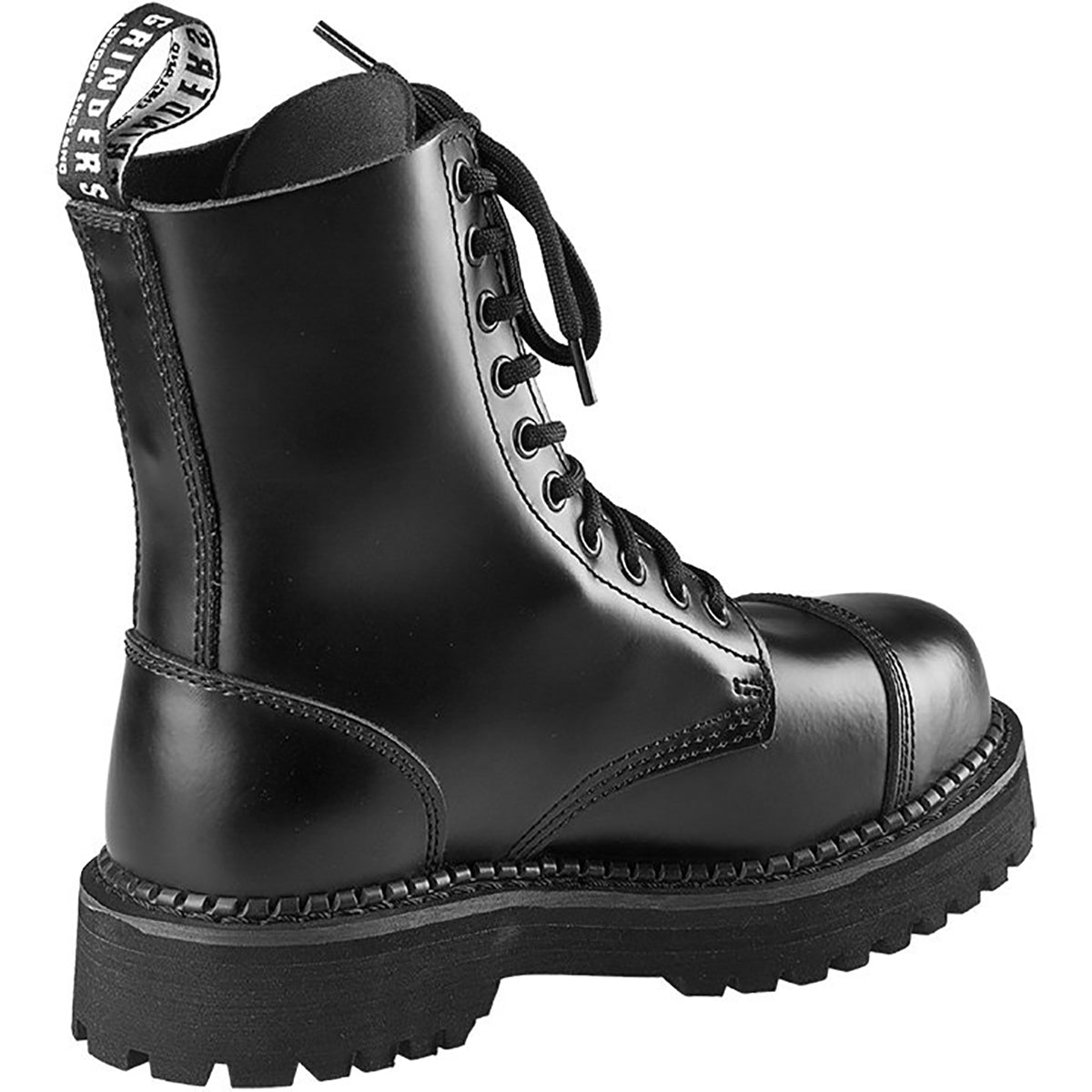 Grinders Bulldog Bulldog-Black Leather Unisex Boots - Black - W - 37#color_black