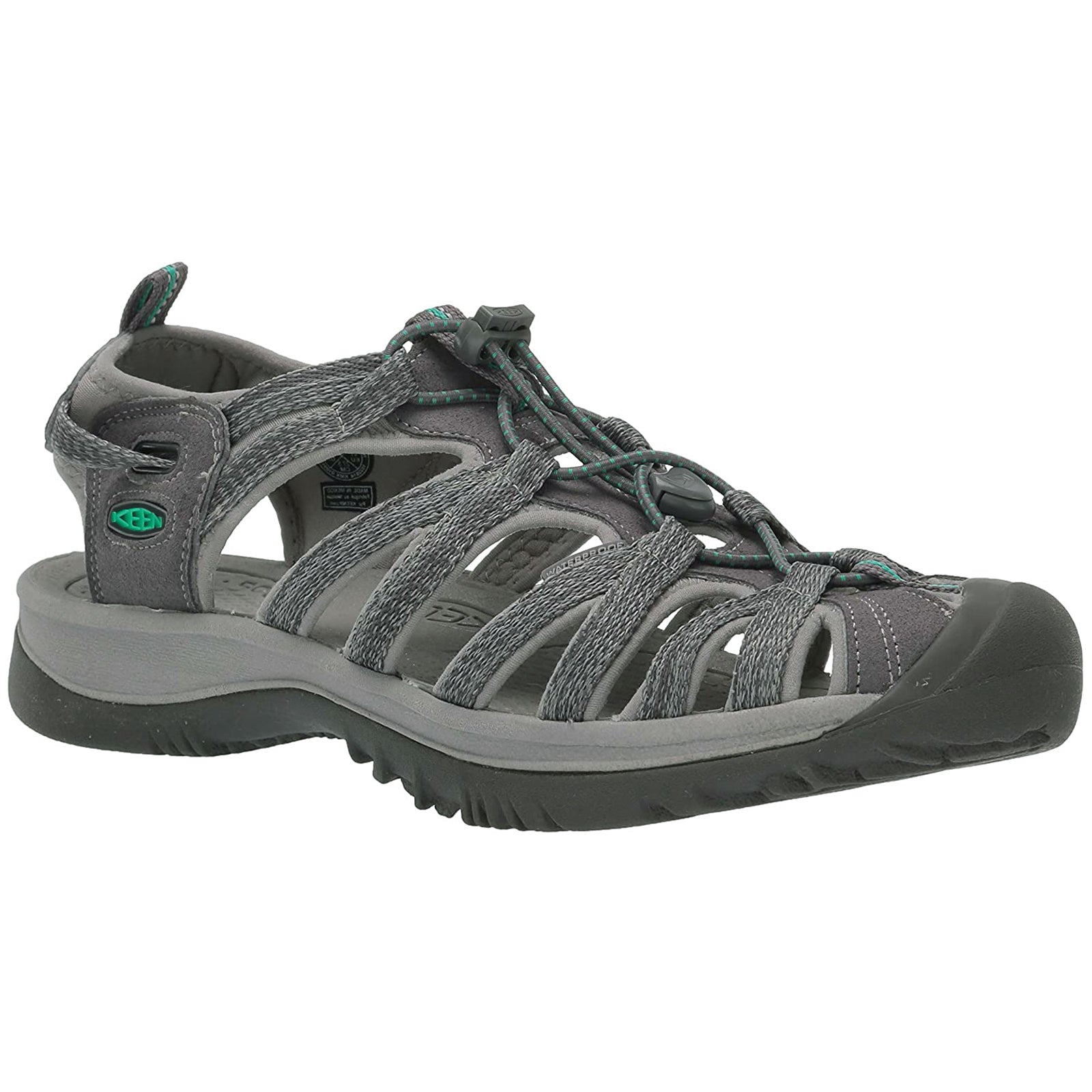 Keen Whisper 1022814 Textile Womens Sandals - Medium Grey Peacock Green - 40#color_medium grey peacock green