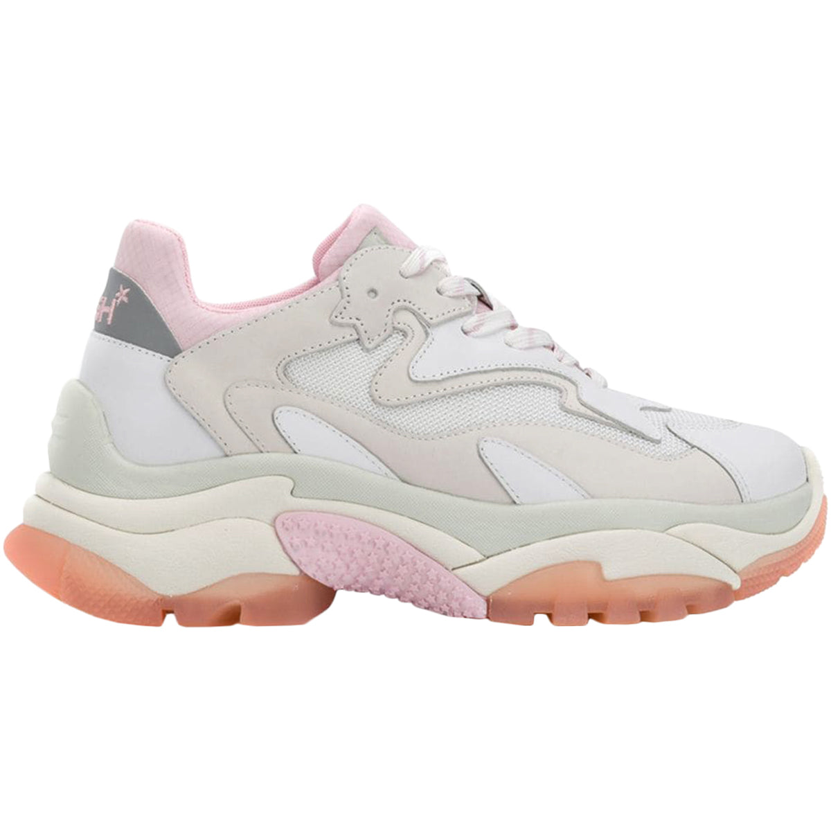 Ash Addict A16008-WCP Leather Mesh Womens Trainers - White Chalk Pink - 41#color_white chalk pink