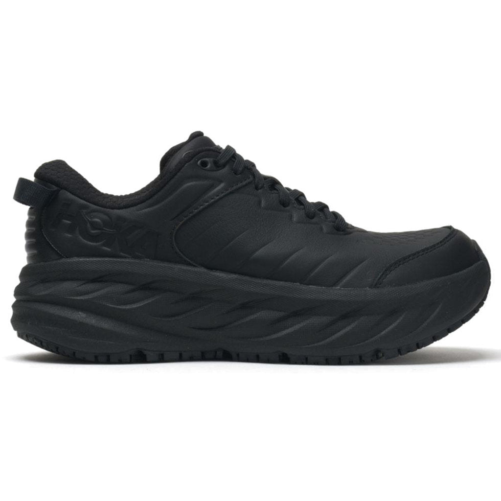 Hoka One One Bondi SR Leather Mens Sneakers#color_black