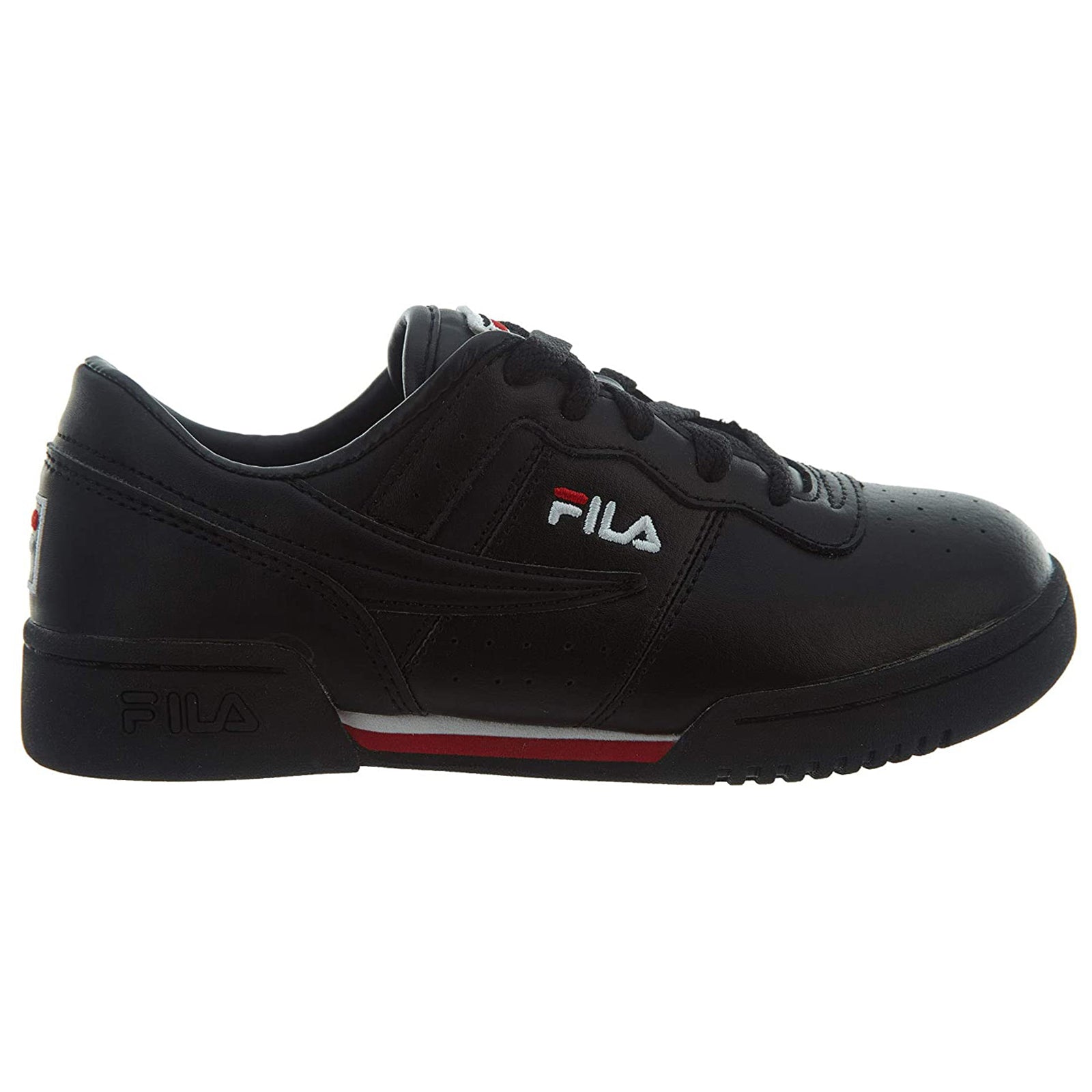 Fila Original Fitness 3VF80105-970 Leather Synthetic Youth Trainers - Black White Red - 37.5#color_black white red