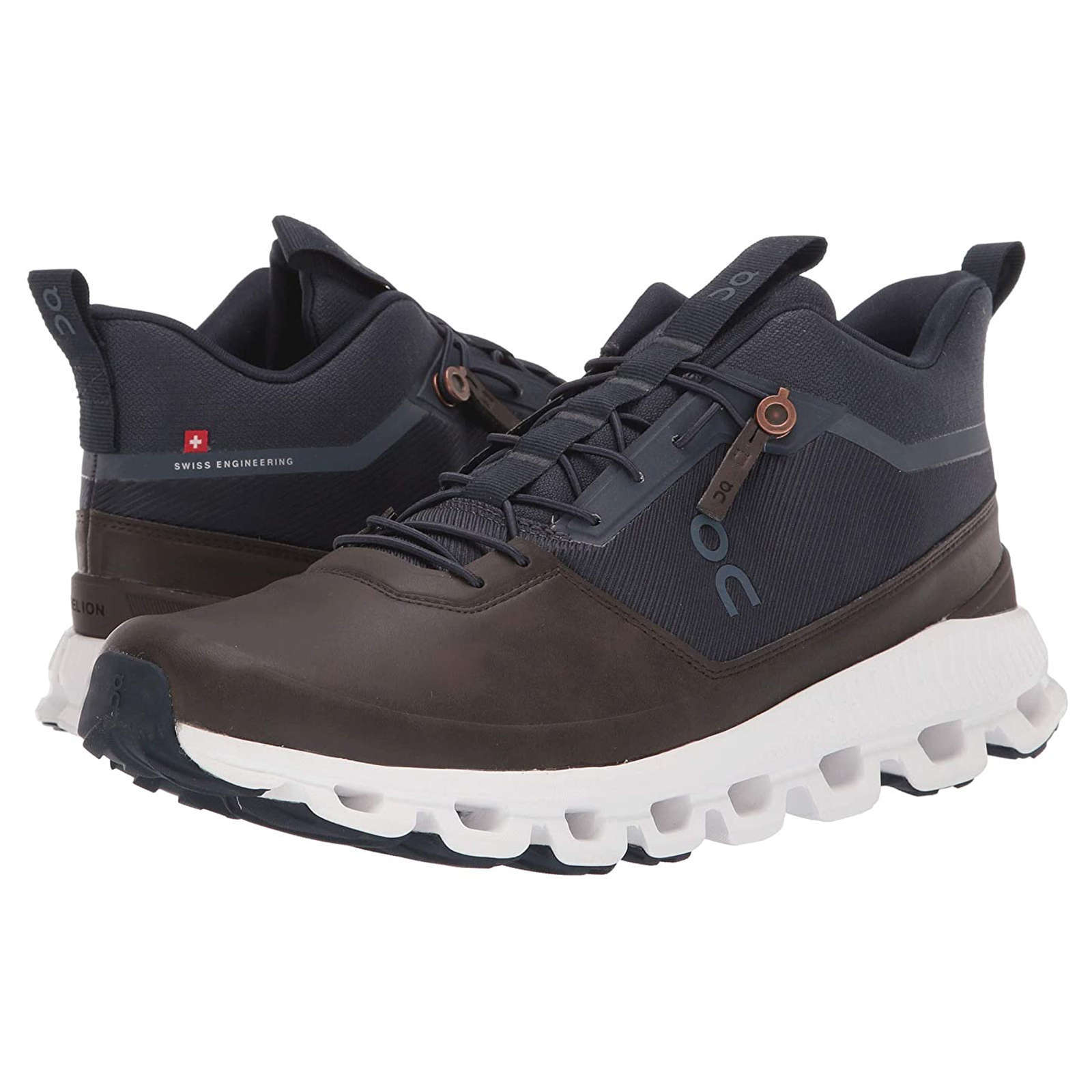 On Running Cloud Hi Waterproof Mesh Men's Low-Top Sneakers#color_ink brown