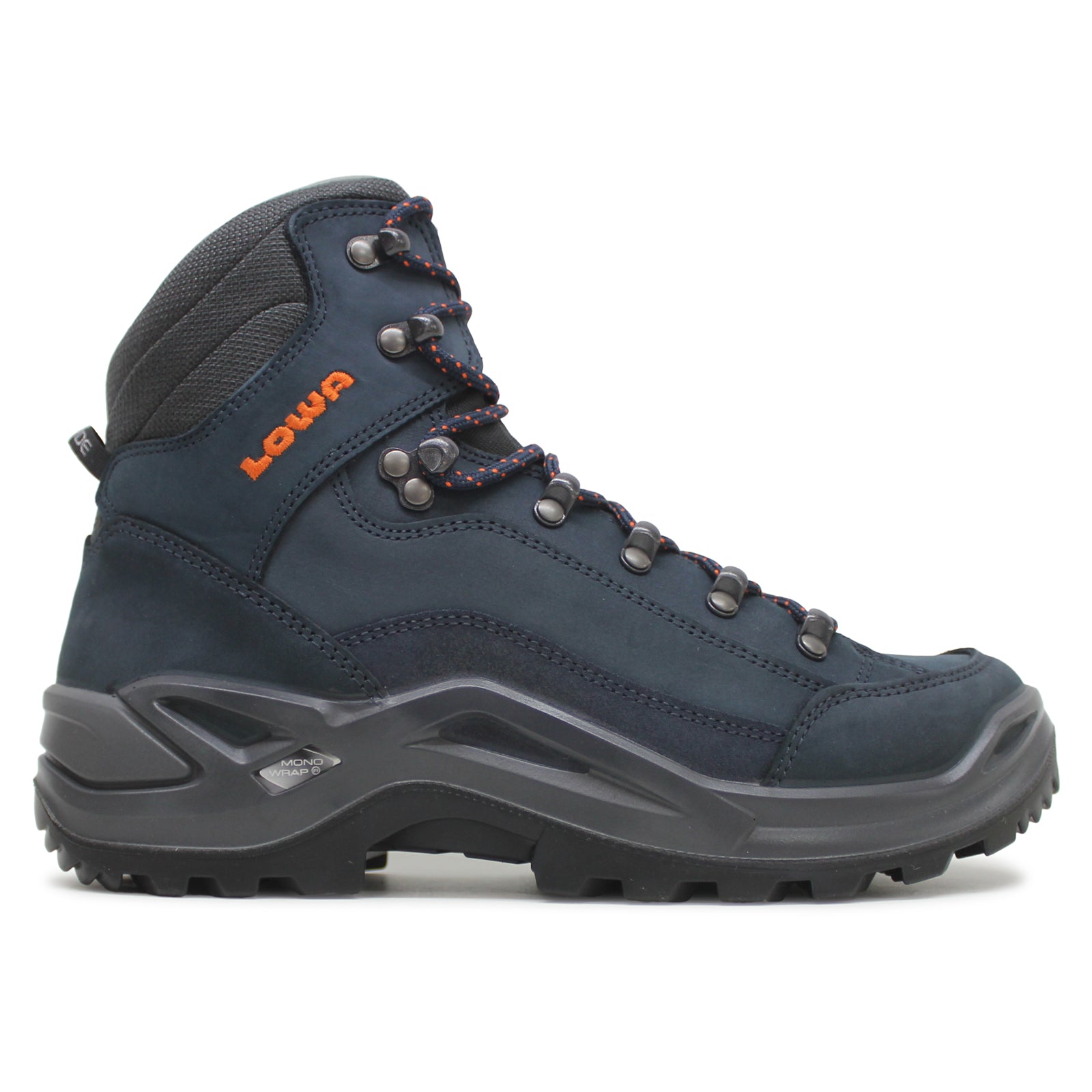 Lowa Renegade LL MID 310845-6720 Nubuck Mens Boots - Dark Blue Orange - 42.5#color_dark blue orange