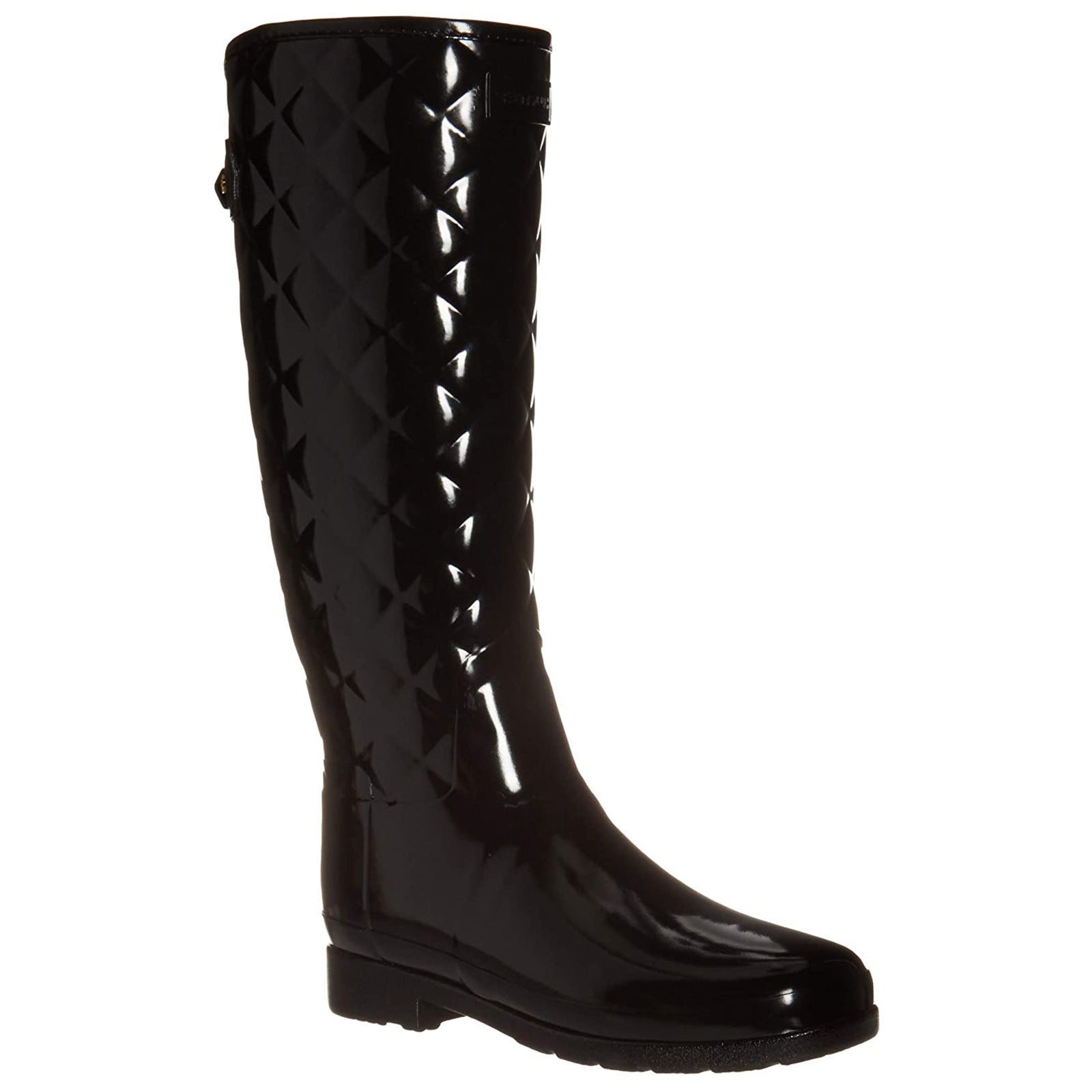 Hunter Refined Gloss Quilt Tall WFT1031RGL-BLK Rubber Womens Boots - Black - 36#color_black