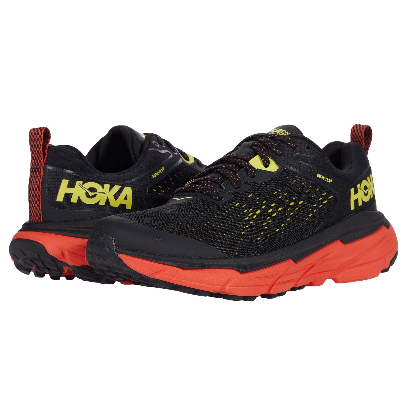 Hoka One One Challenger ATR 6 GTX Synthetic Textile Men's Low-Top Hiking Sneakers#color_black green sheen