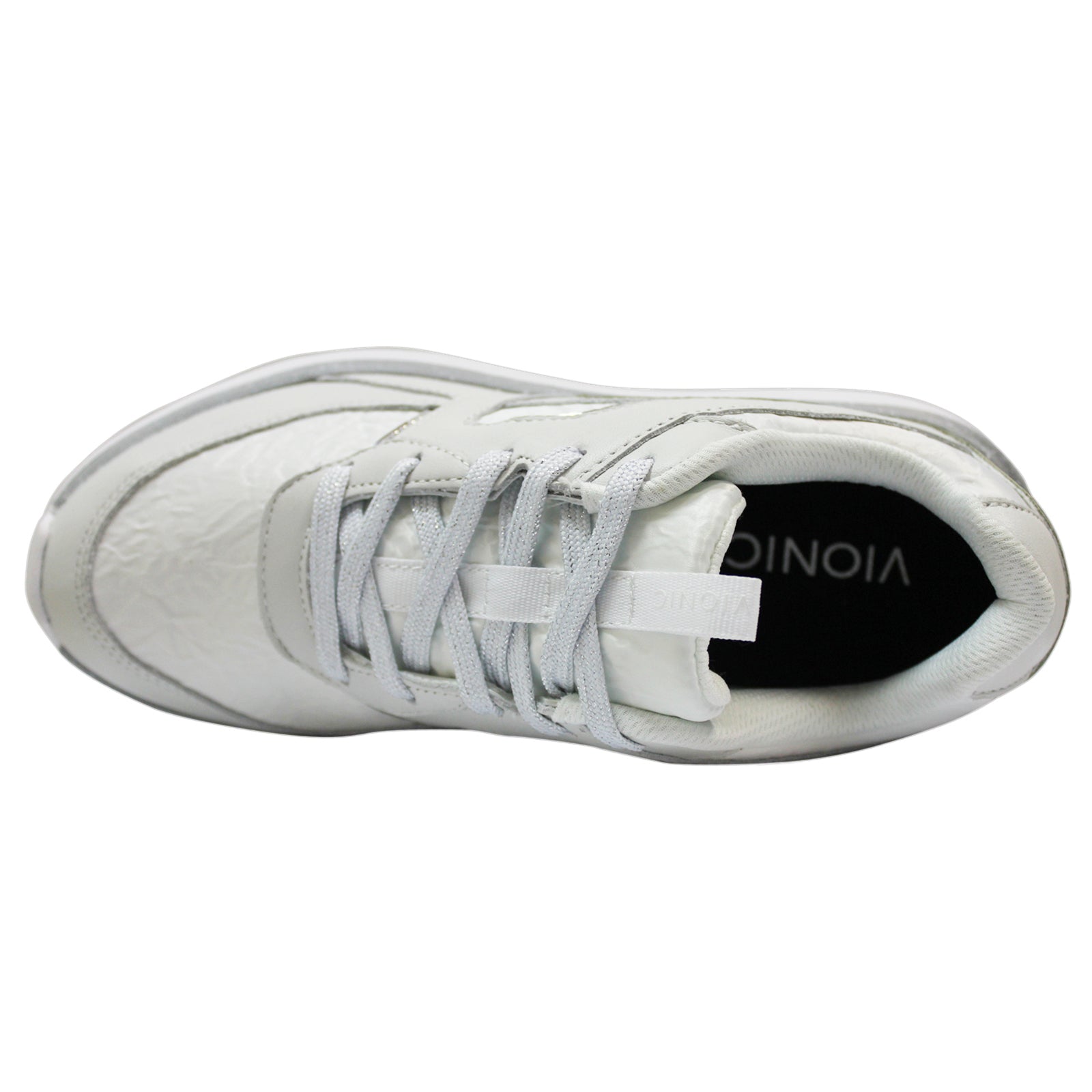 Vionic Delmar Adela Met ADELA-WHT Leather Textile Womens Trainers - White - 38.5#color_white