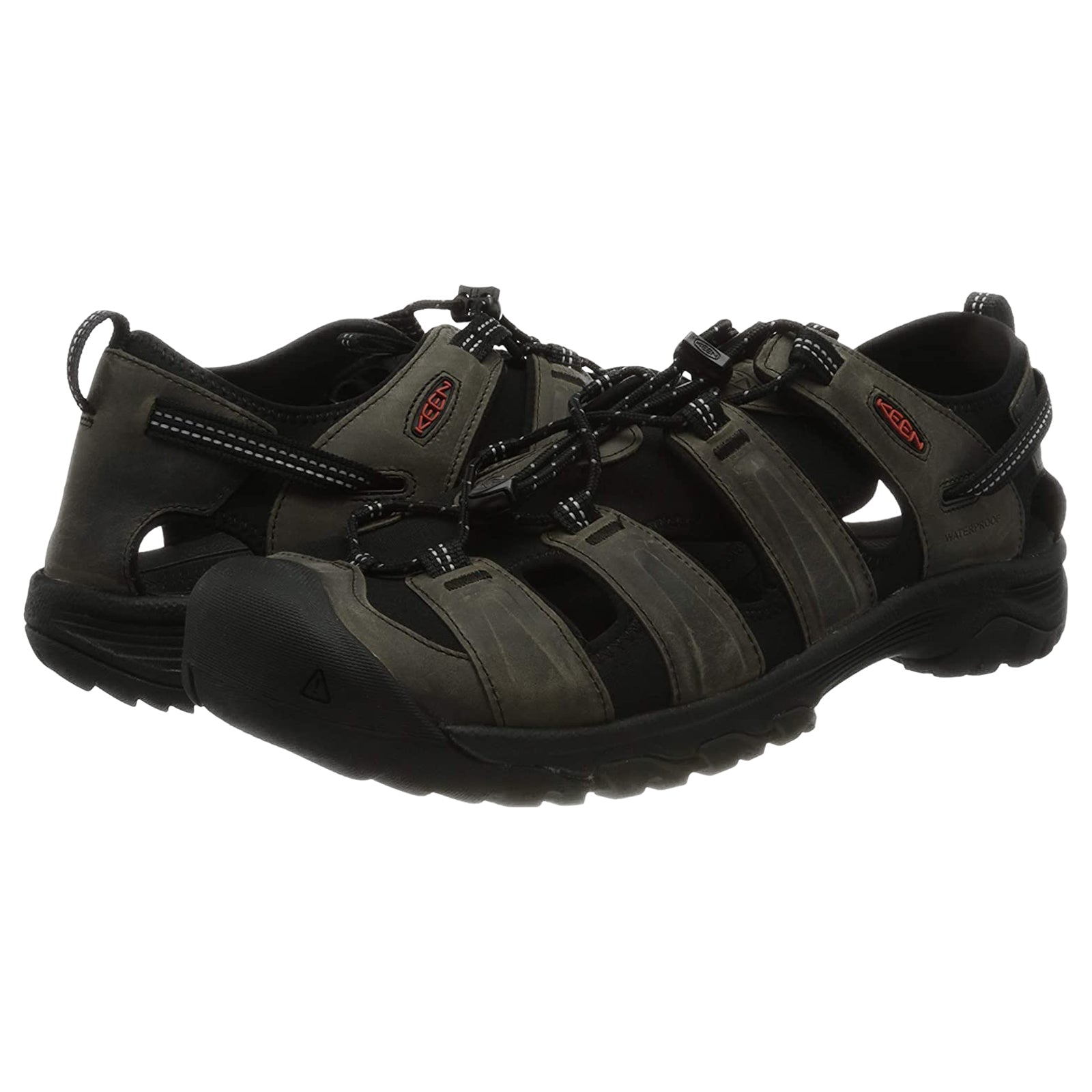 Keen Targhee III 1022428 Leather Textile Mens Sandals - Grey Black - 41#color_grey black