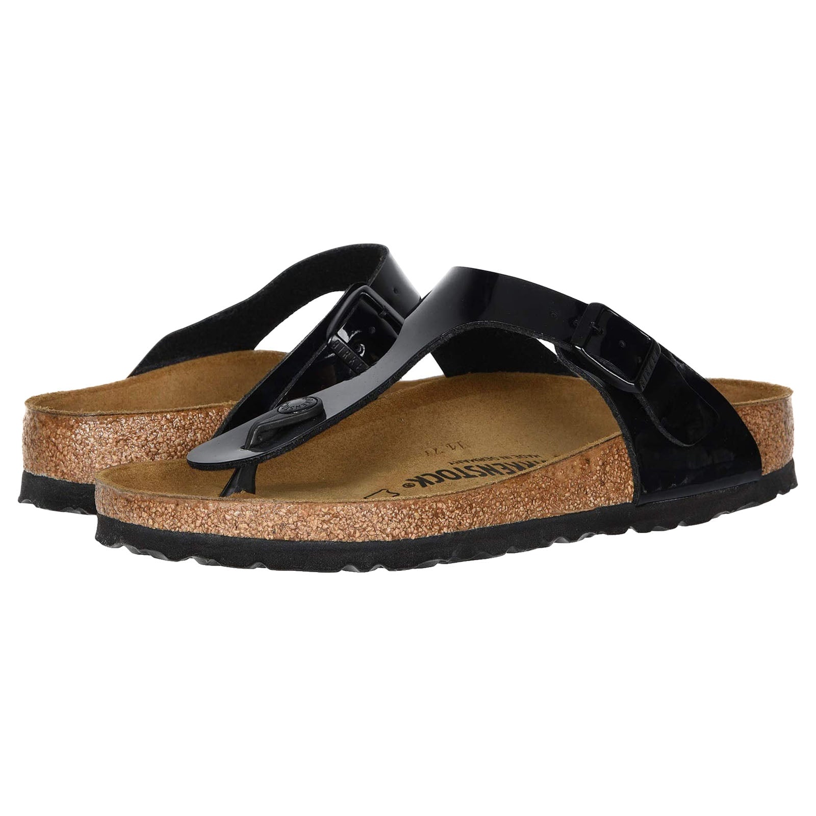 Birkenstock Gizeh BS 0043661 Birko-Flor Patent Unisex Sandals - Black - 38#color_black