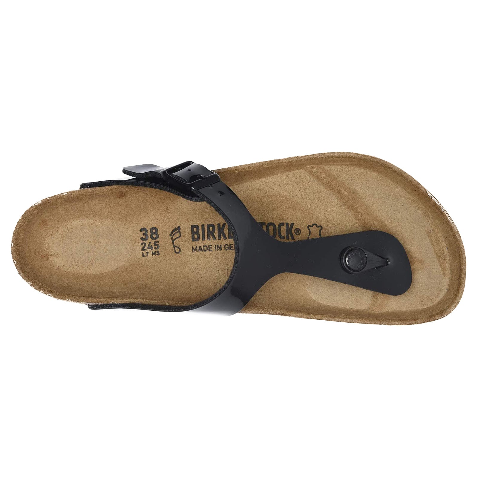 Birkenstock Gizeh BS 0043661 Birko-Flor Patent Unisex Sandals - Black - 38#color_black