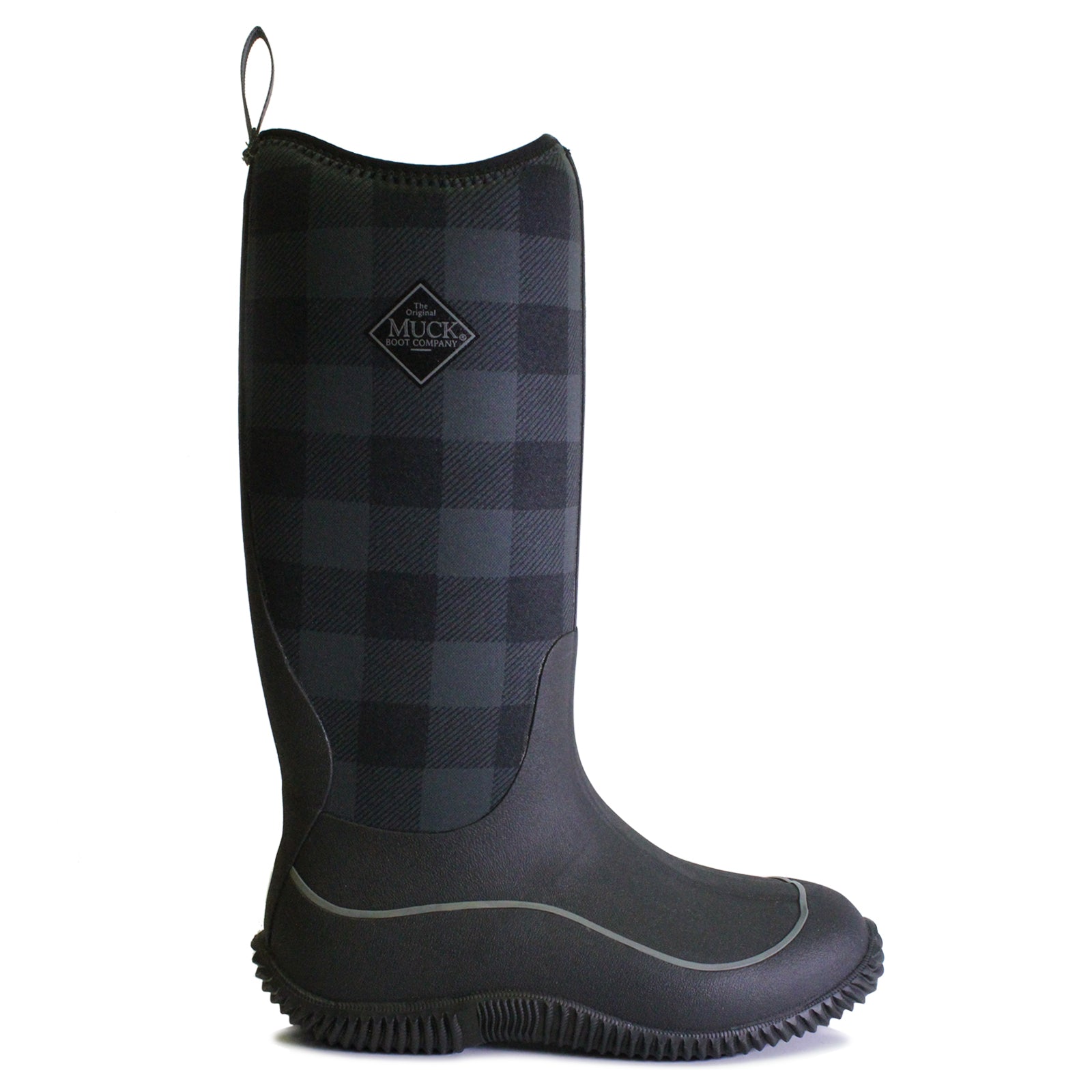 Muck Hale HAW-1PLD Rubber Synthetic Womens Boots - Black Grey Plaid - 38#color_black grey plaid