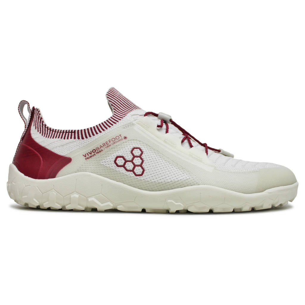 Vivobarefoot Primus Trail Knit FG Textile Synthetic Mens Sneakers#color_limestone red rumba