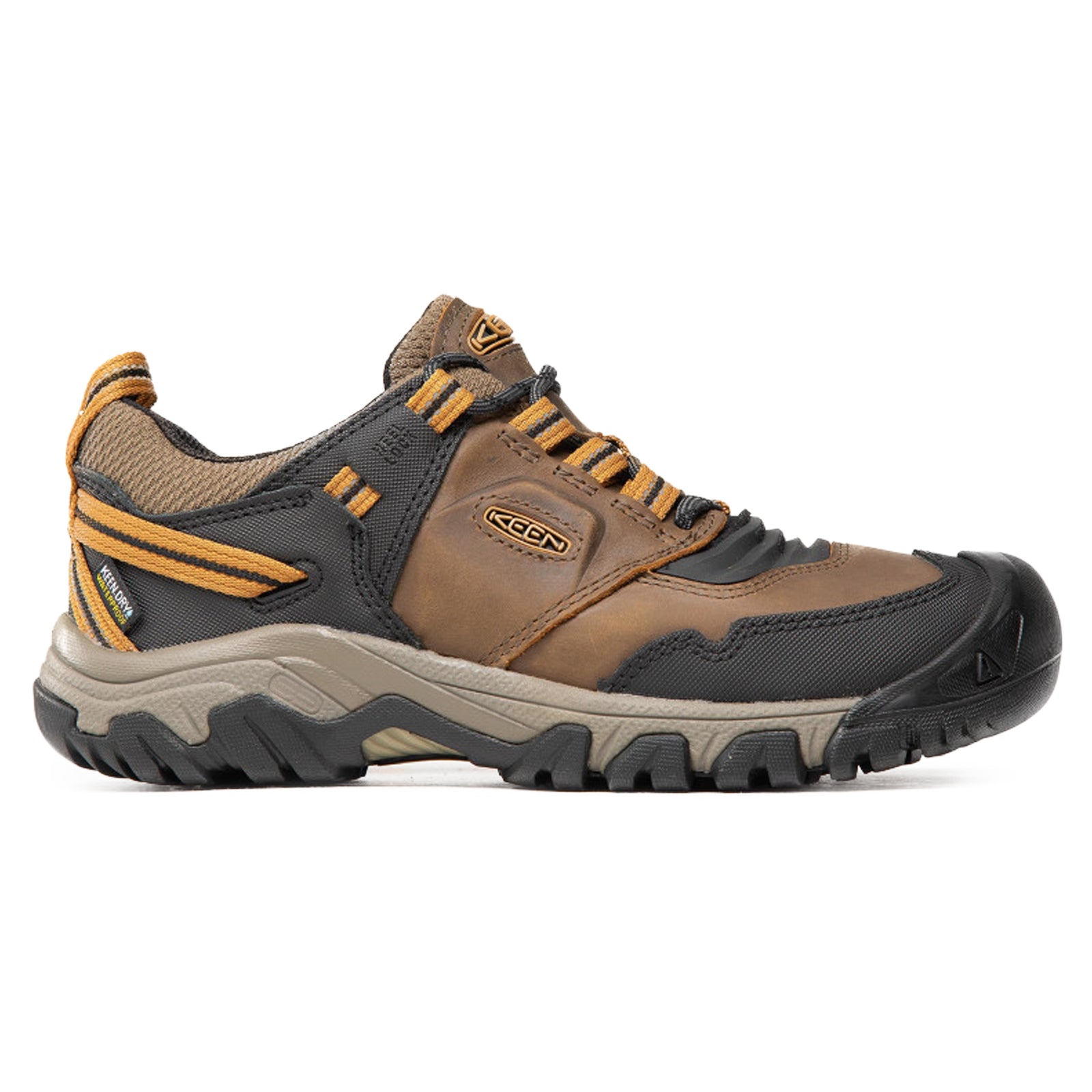 Keen Ridge Flex 1025667 Leather Textile Mens Shoes - Bison Golden Brown - 43#color_bison golden brown