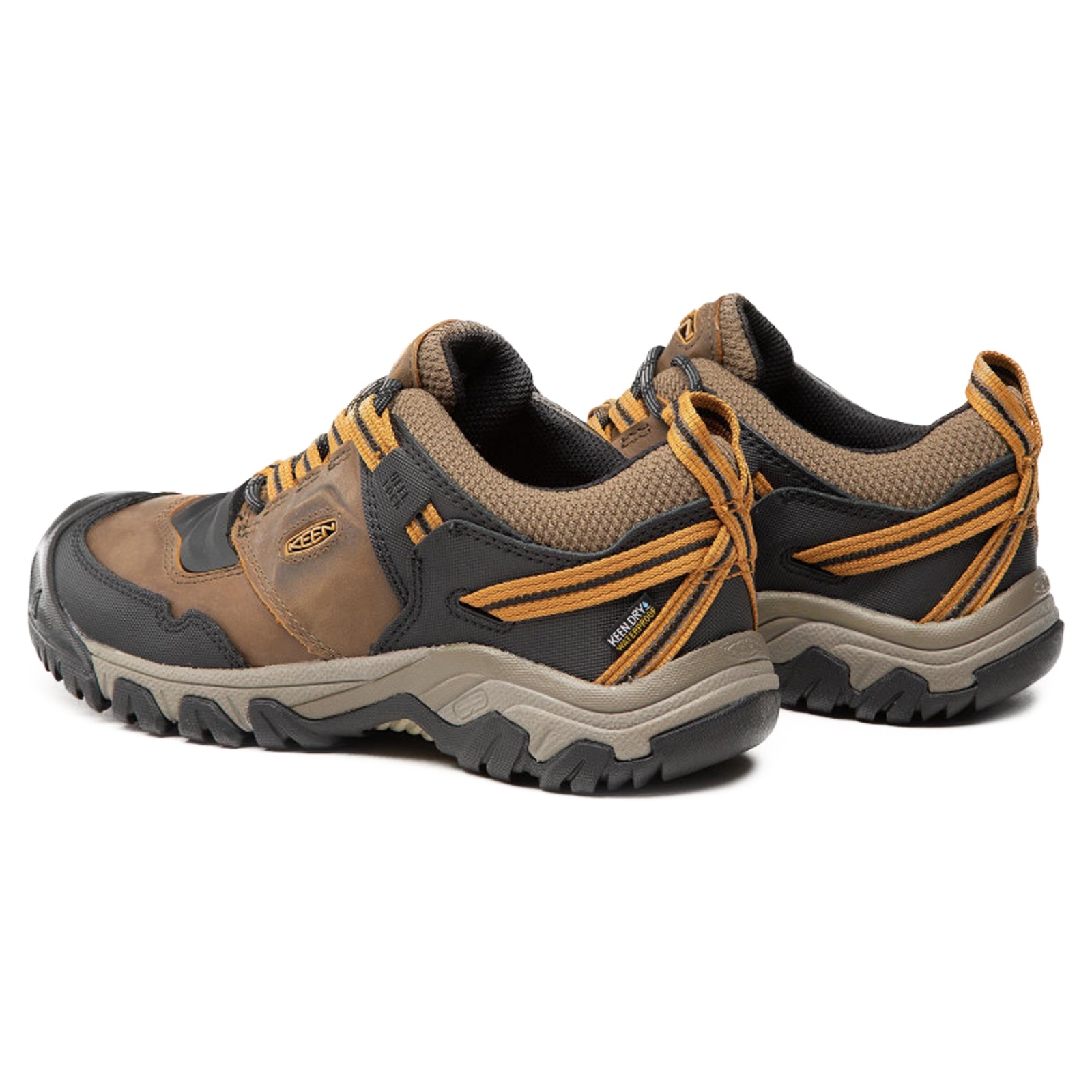 Keen Ridge Flex 1025667 Leather Textile Mens Shoes - Bison Golden Brown - 43#color_bison golden brown