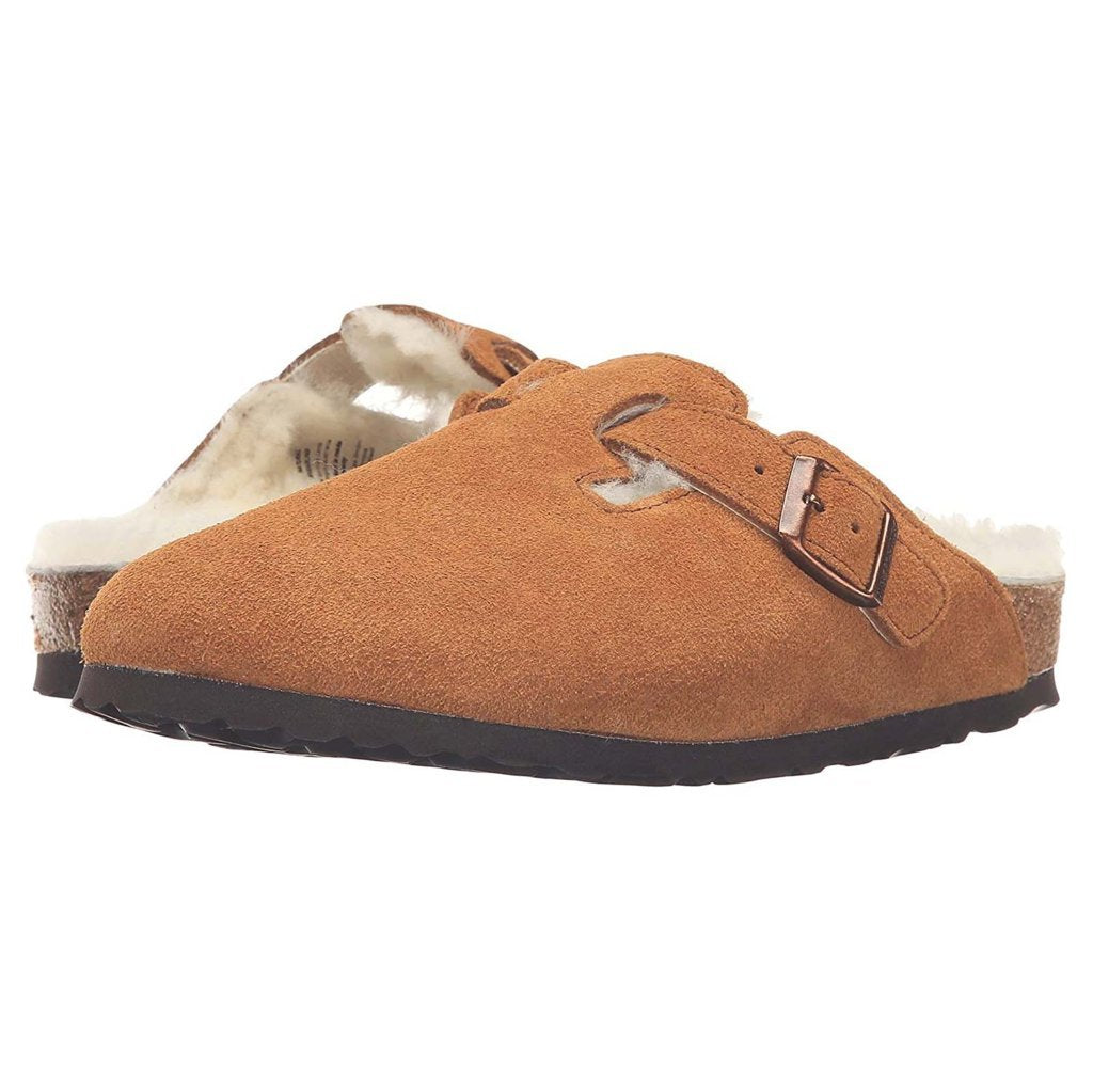 Birkenstock Boston Shearling Suede Unisex Sandals#color_mink