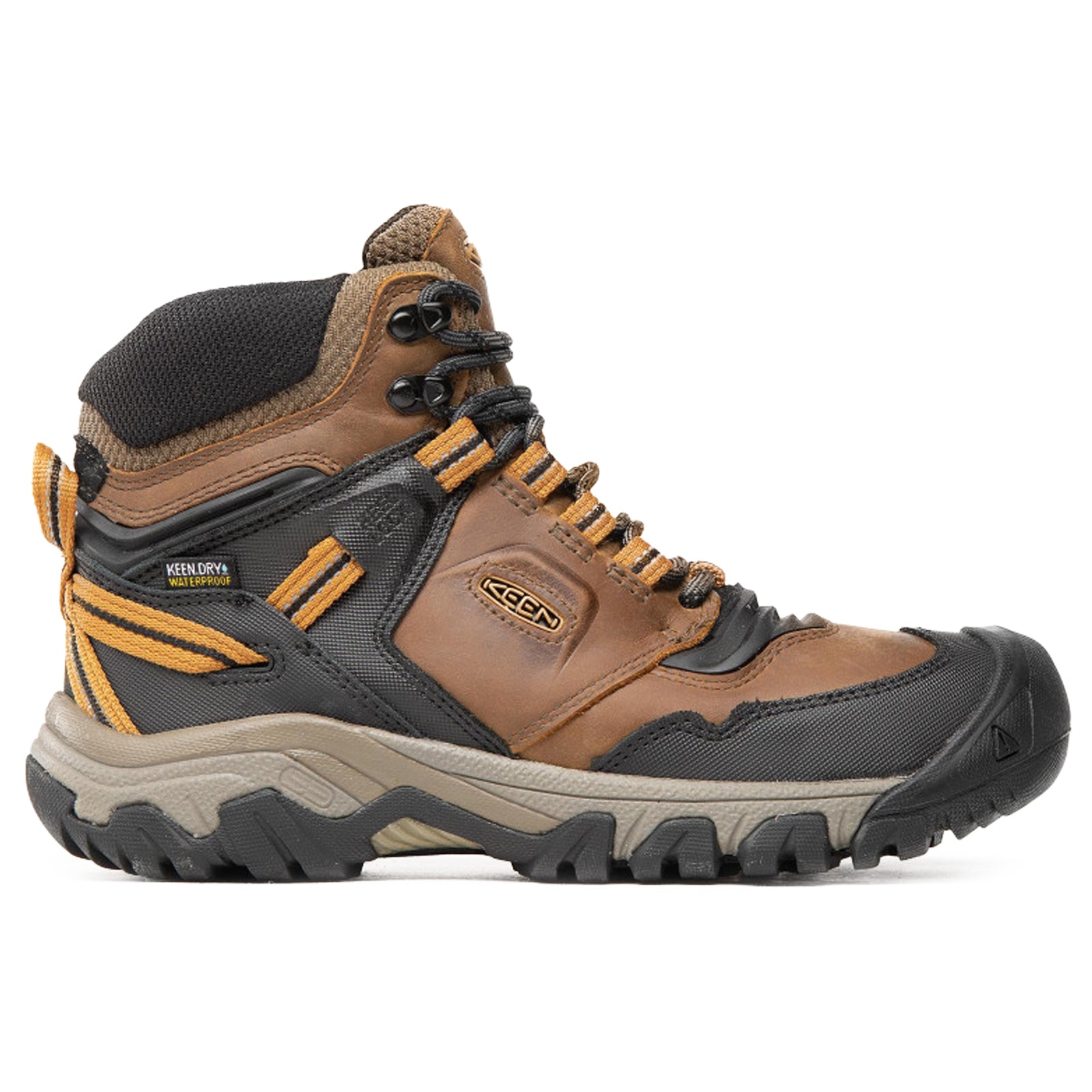 Keen Ridge Flex Mid 1025666 Leather Textile Mens Boots - Bison Golden Brown - 42.5#color_bison golden brown