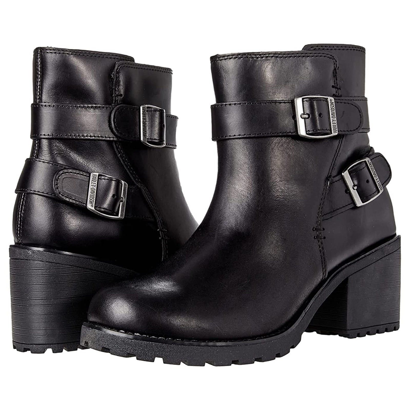 Harley Davidson Lalanne DBL Strap D86173 Leather Womens Boots - Black - 38#color_black