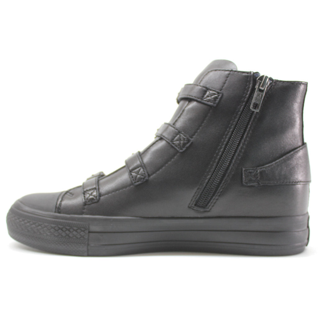 Ash Virgin Nappa Leather Women's High-Top Sneakers#color_black antic gun