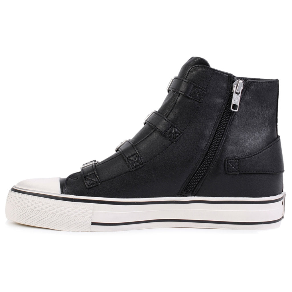 Ash Virgin Nappa Leather Women's High-Top Sneakers#color_black antique silver