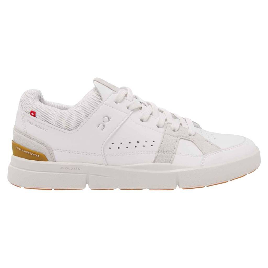 On The Roger Clubhouse Synthetic Leather Womens Sneakers#color_white bronze