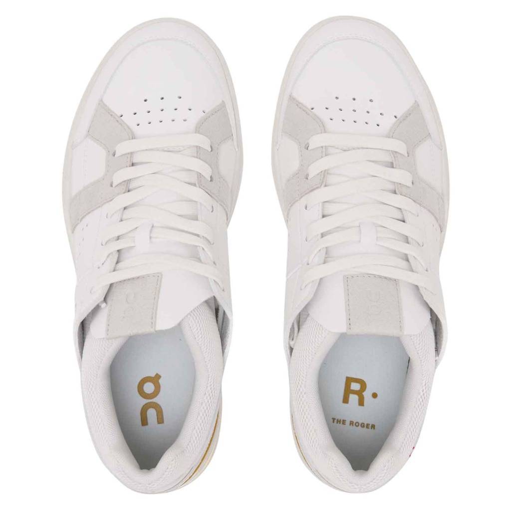 On The Roger Clubhouse Synthetic Leather Womens Sneakers#color_white bronze