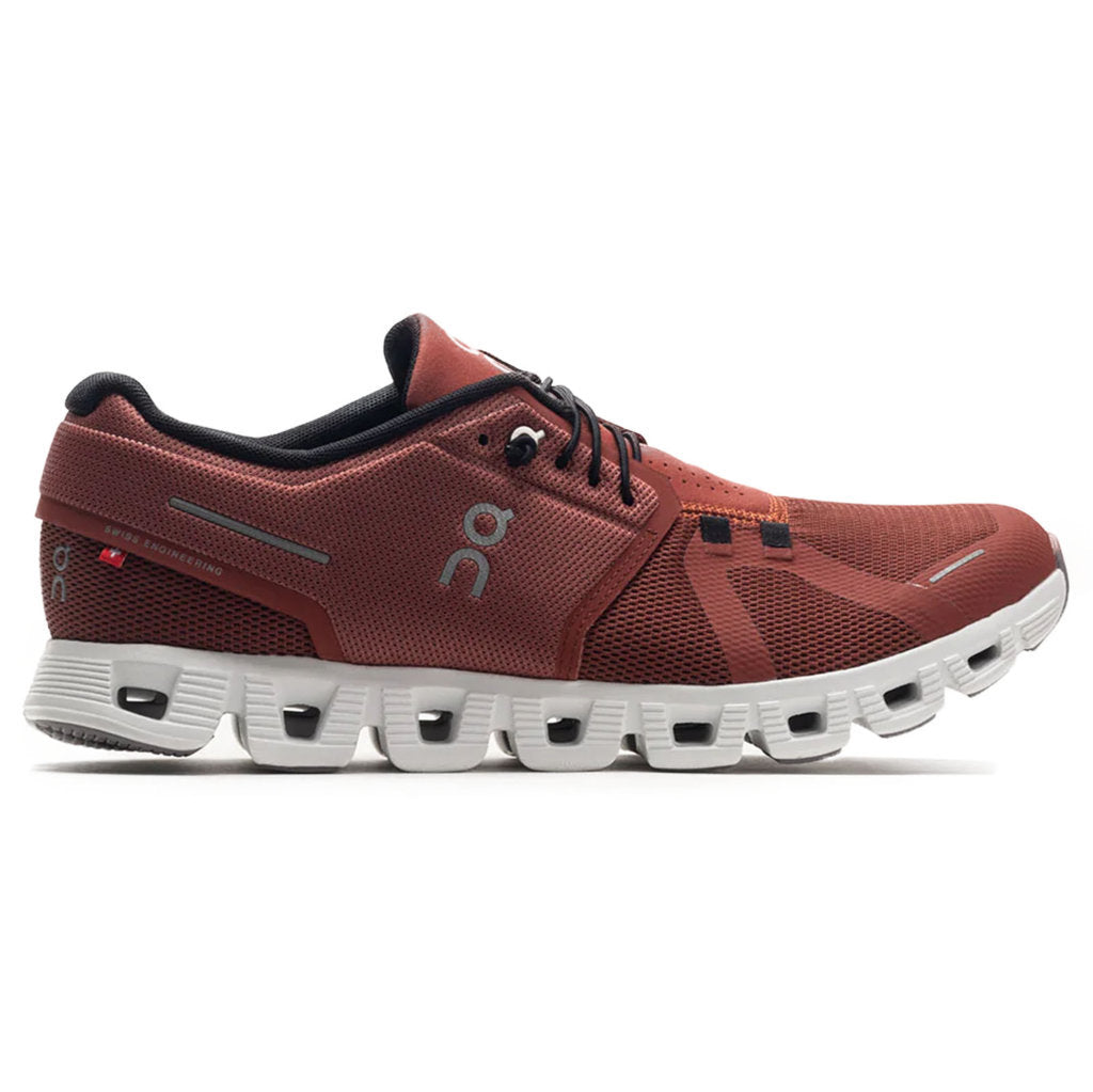 On Cloud 5 Textile Synthetic Mens Sneakers#color_ruby rust