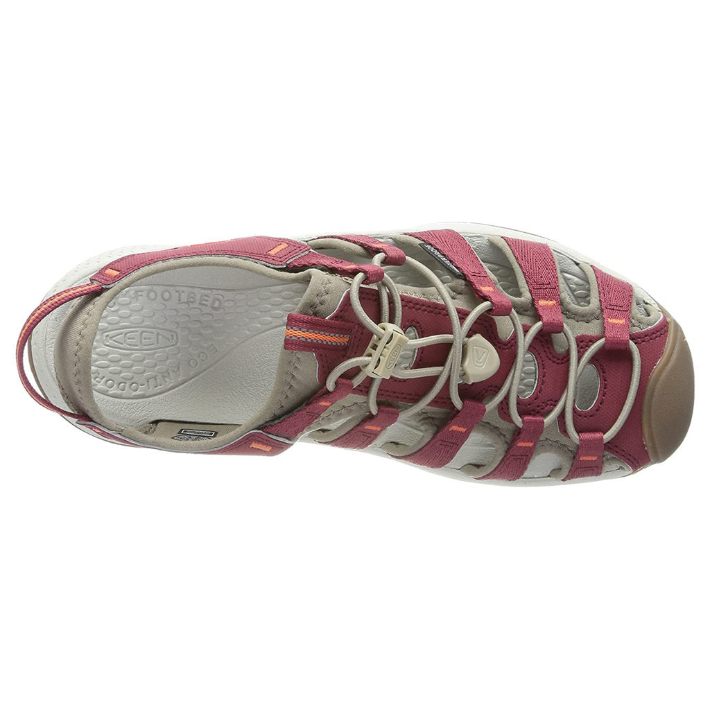 Keen Astoria West Textile Synthetic Womens Sandals#color_merlot scarlet ibis