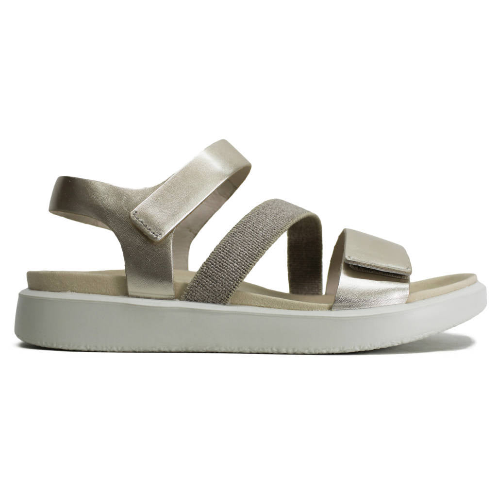 Ecco Flowt 273713 Leather Textile Womens Sandals#color_pure white gold