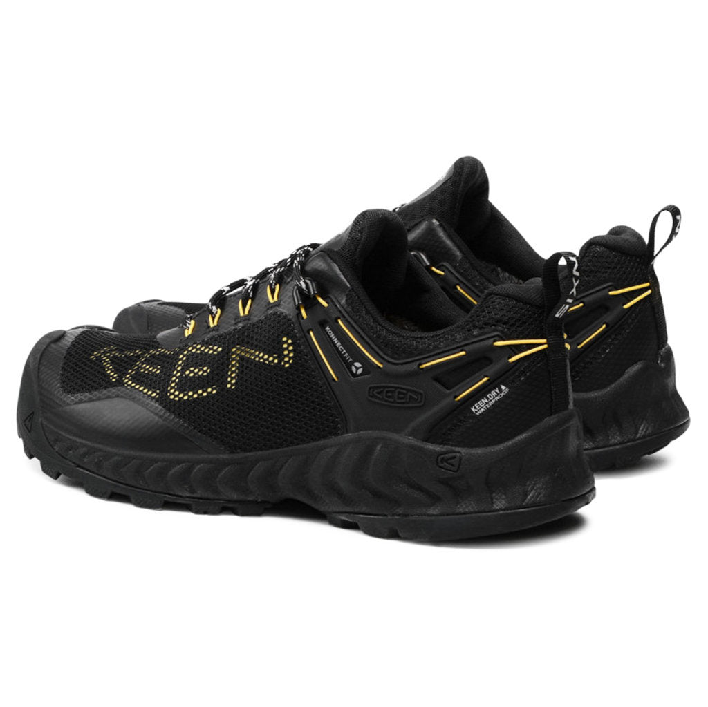 Keen NXIS EVO Mesh Men's Lightweight Waterproof Hiking Sneakers#color_black keen yellow