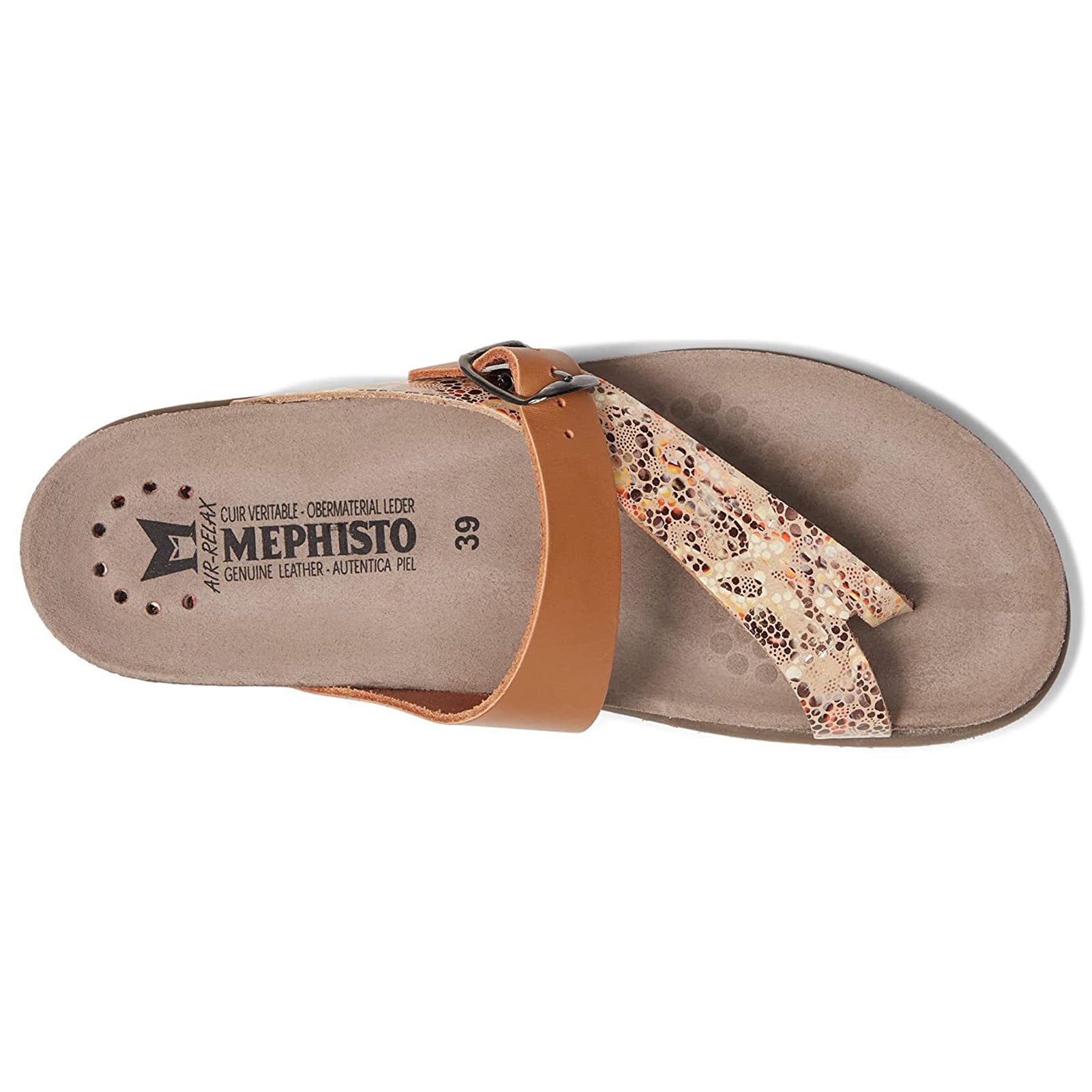 Mephisto Helen Mix 34332-2831 Printed Leather Womens Sandals - Sand - 40#color_sand