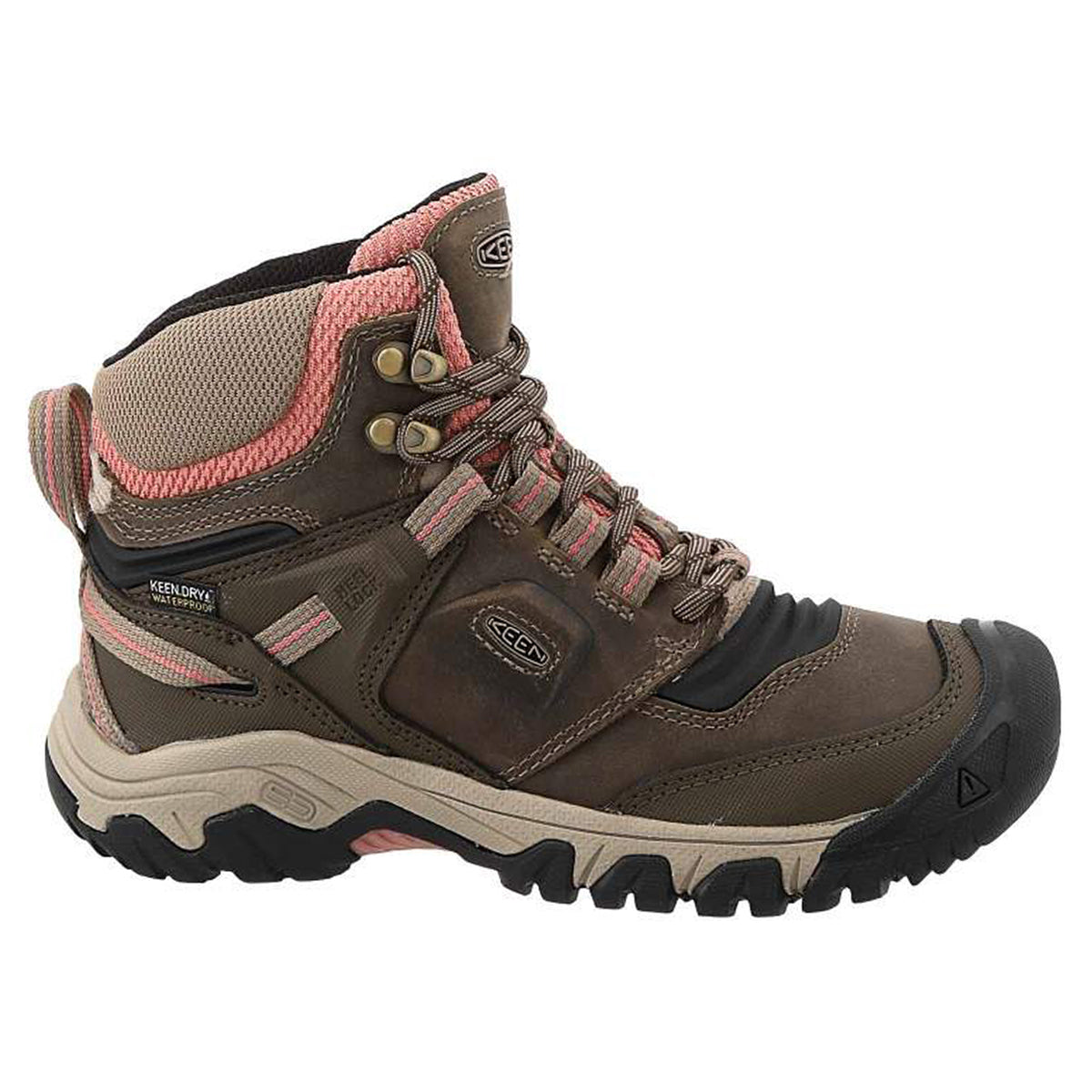 Keen Ridge Flex Mid WP 1024921 Leather Textile Womens Boots - Timberwolf Brick Dust - 40.5#color_timberwolf brick dust