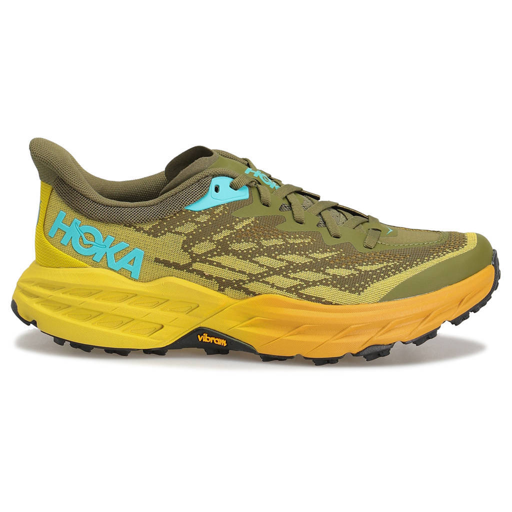 Hoka One One Speedgoat 5 Textile Synthetic Mens Sneakers#color_avocado passion fruit