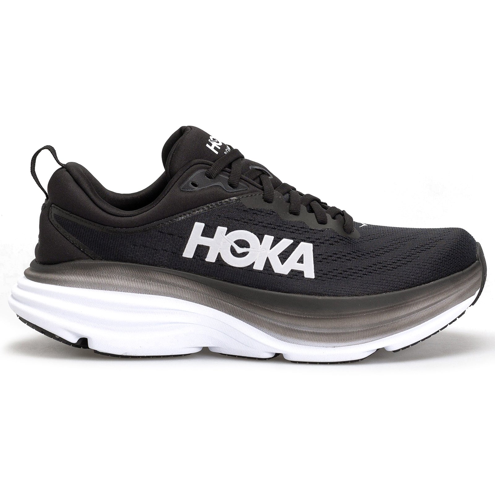 Hoka Bondi 8 1123202-BWHT Textile Mens Trainers - Black White - 6.5#color_black white