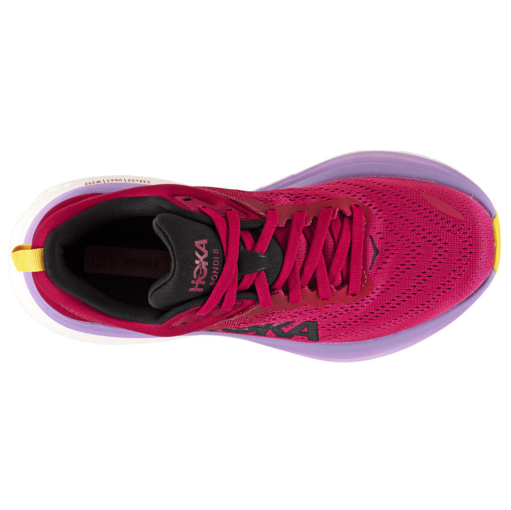 Hoka One One Bondi 8 Textile Womens Sneakers#color_cherries jubilee pink yarrow