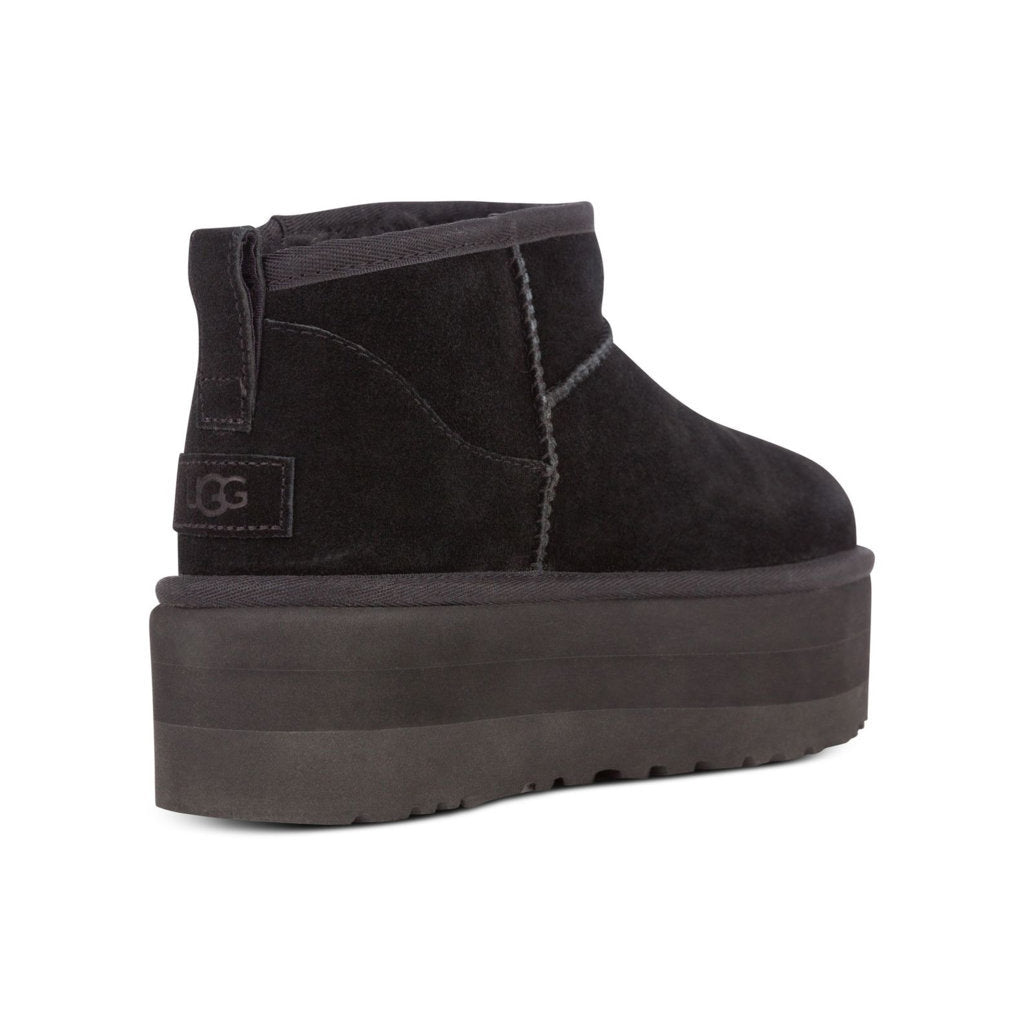 Ugg Classic Ultra Mini Platform Suede Womens Boots#color_black